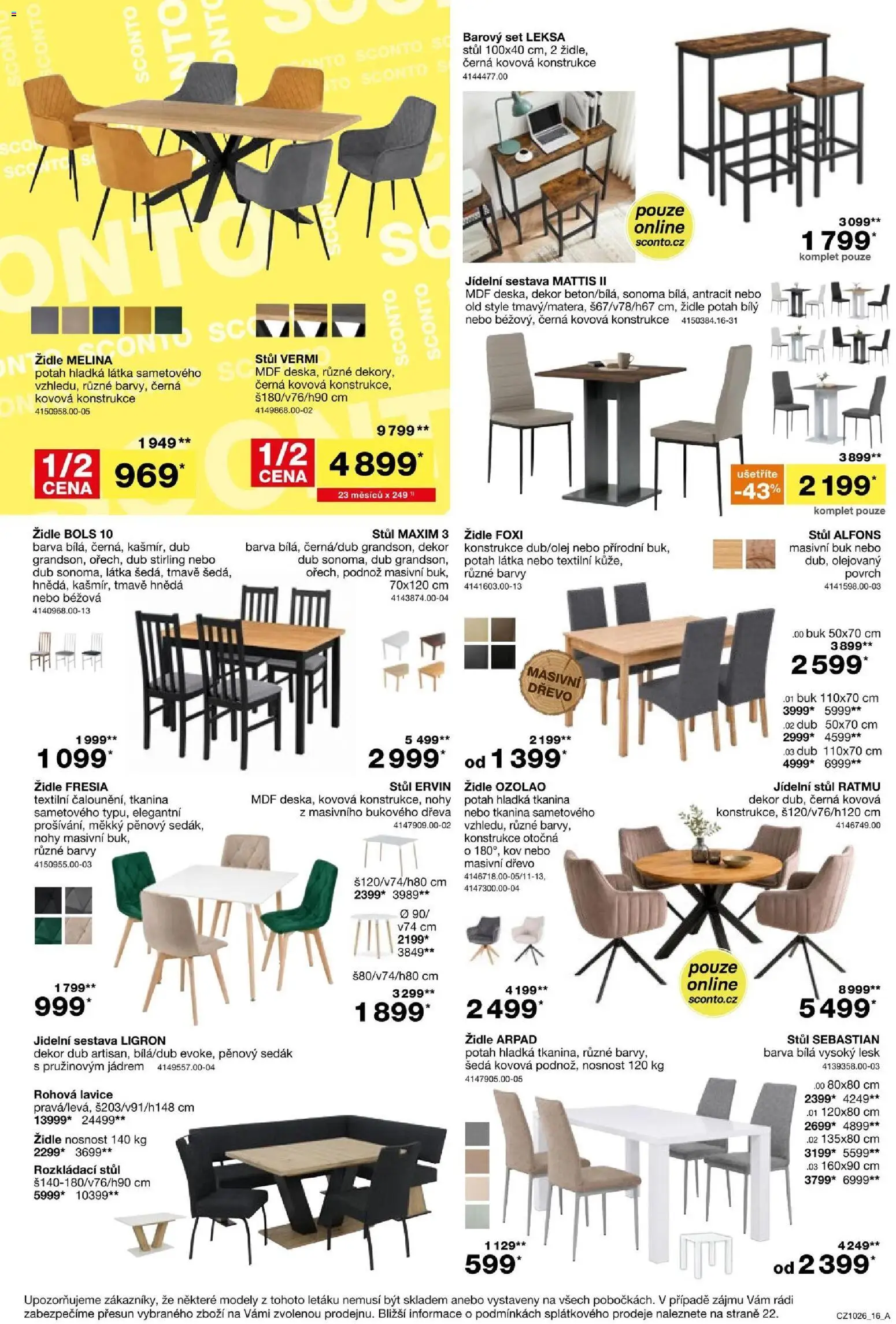 Sconto nábytek leták od 05.08.2026 | Strana: 16 | Produkty: Modely, Židle, Lavice, Barvy