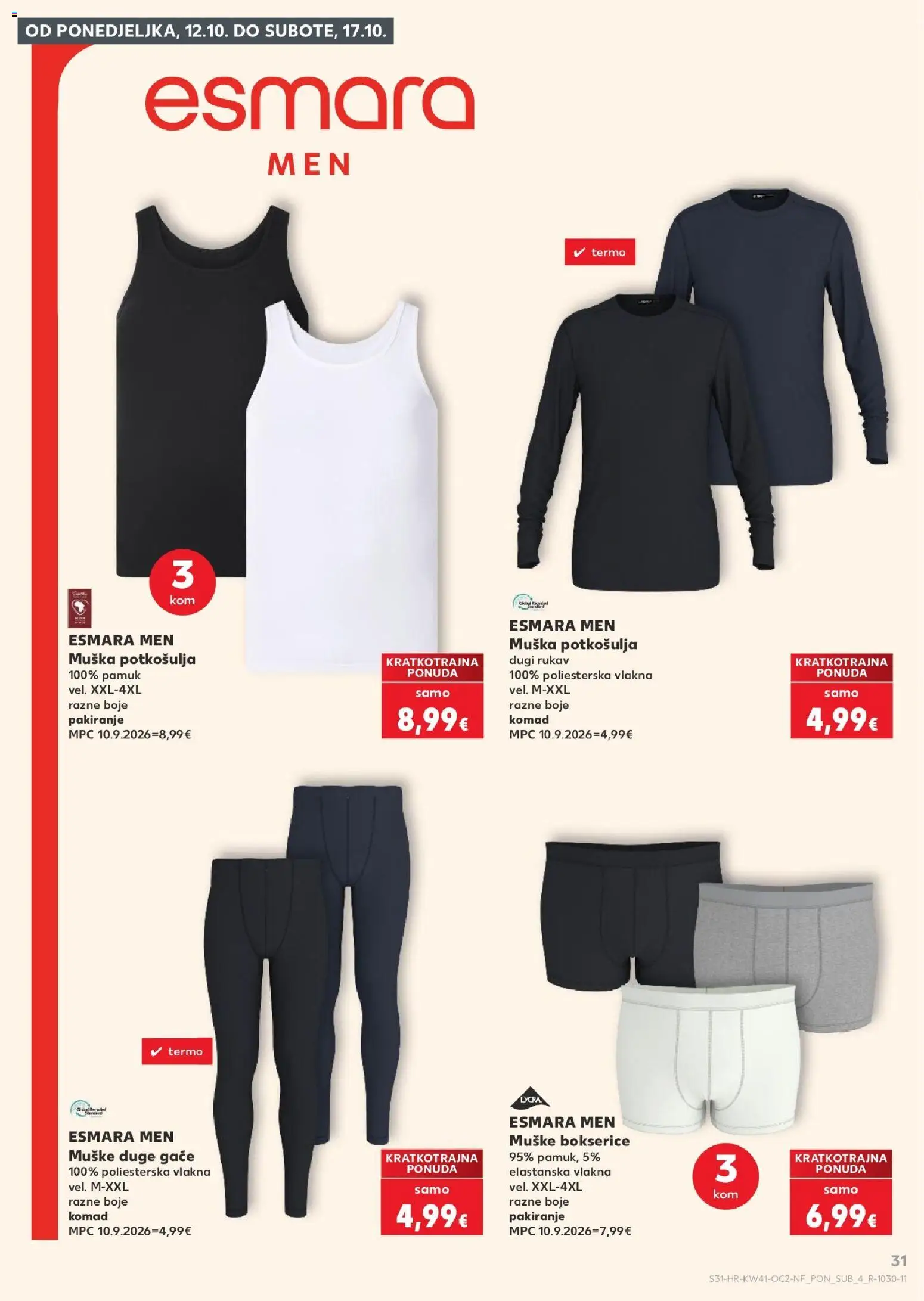 Kaufland katalog | vrijedi od 07.10.2026 | Stranica: 31 | Proizvodi: Muške bokserice, Bokserice, Gaće, Potkosulja