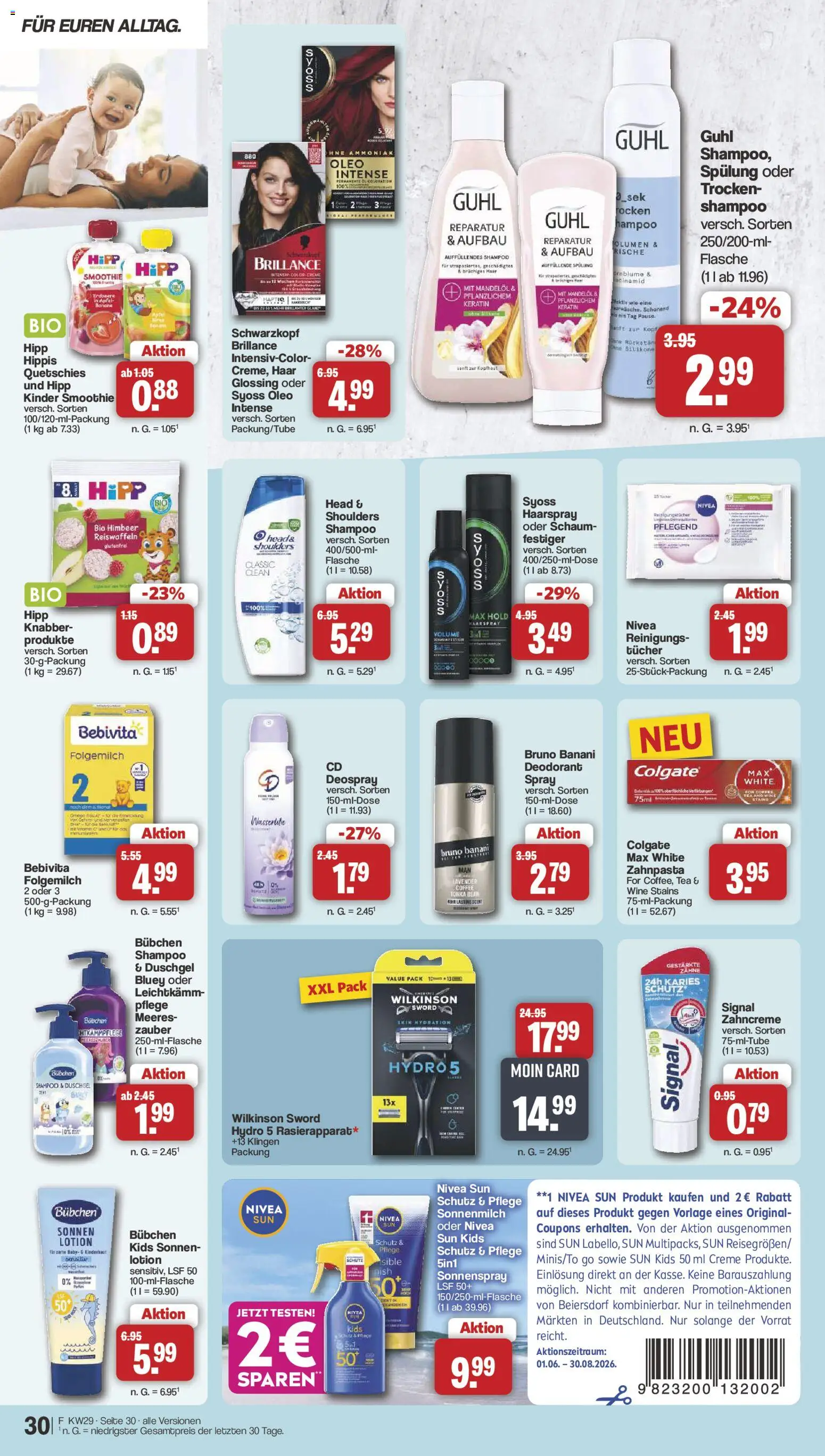 Famila Nordwest Prospekt – gültig ab 13.07.2026 | Seite: 30 | Produkte: Shampoo, Haarspray, Reinigungstücher, Deospray