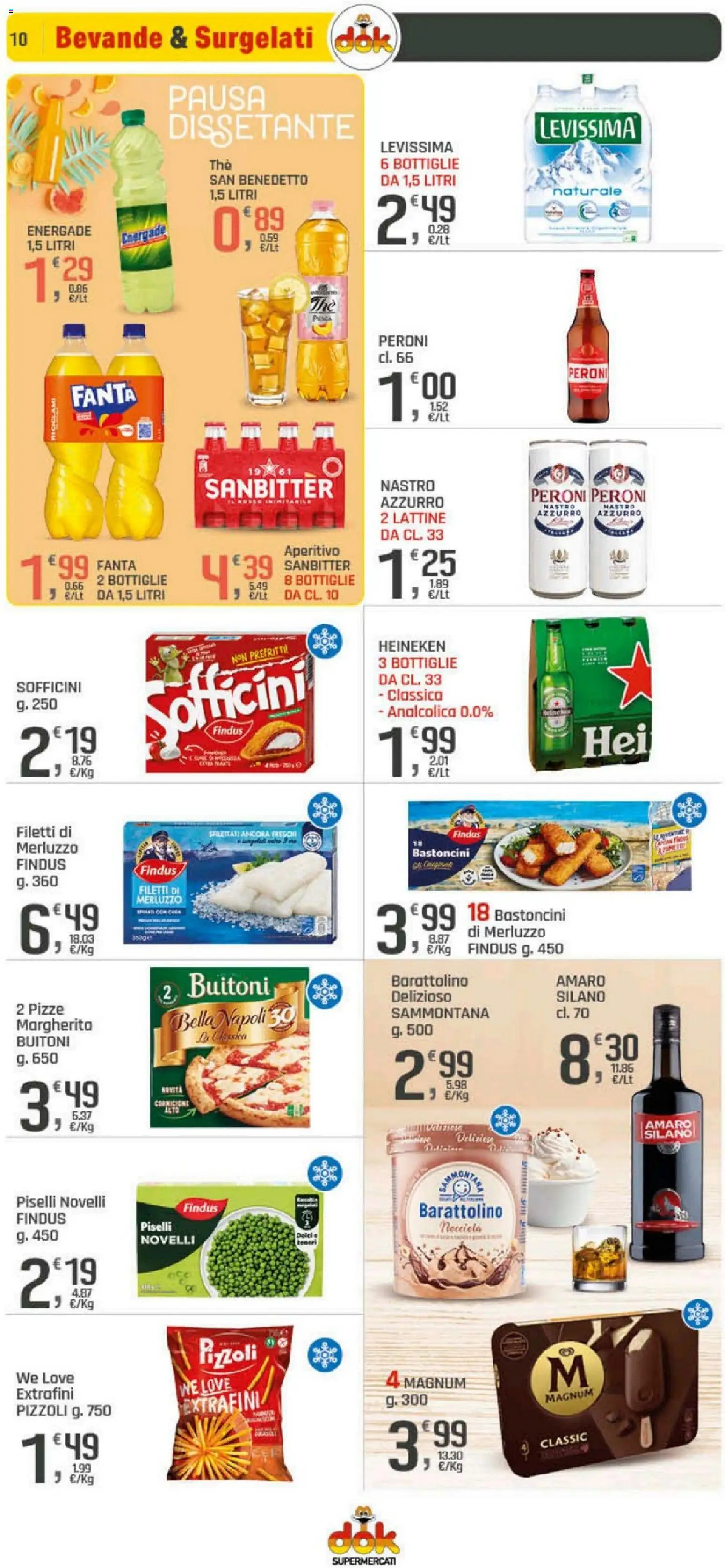 Volantino DOK del 10.04.2026 | Pagina: 10 | Prodotti: Piselli, Fanta, Amaro, Aperitivo