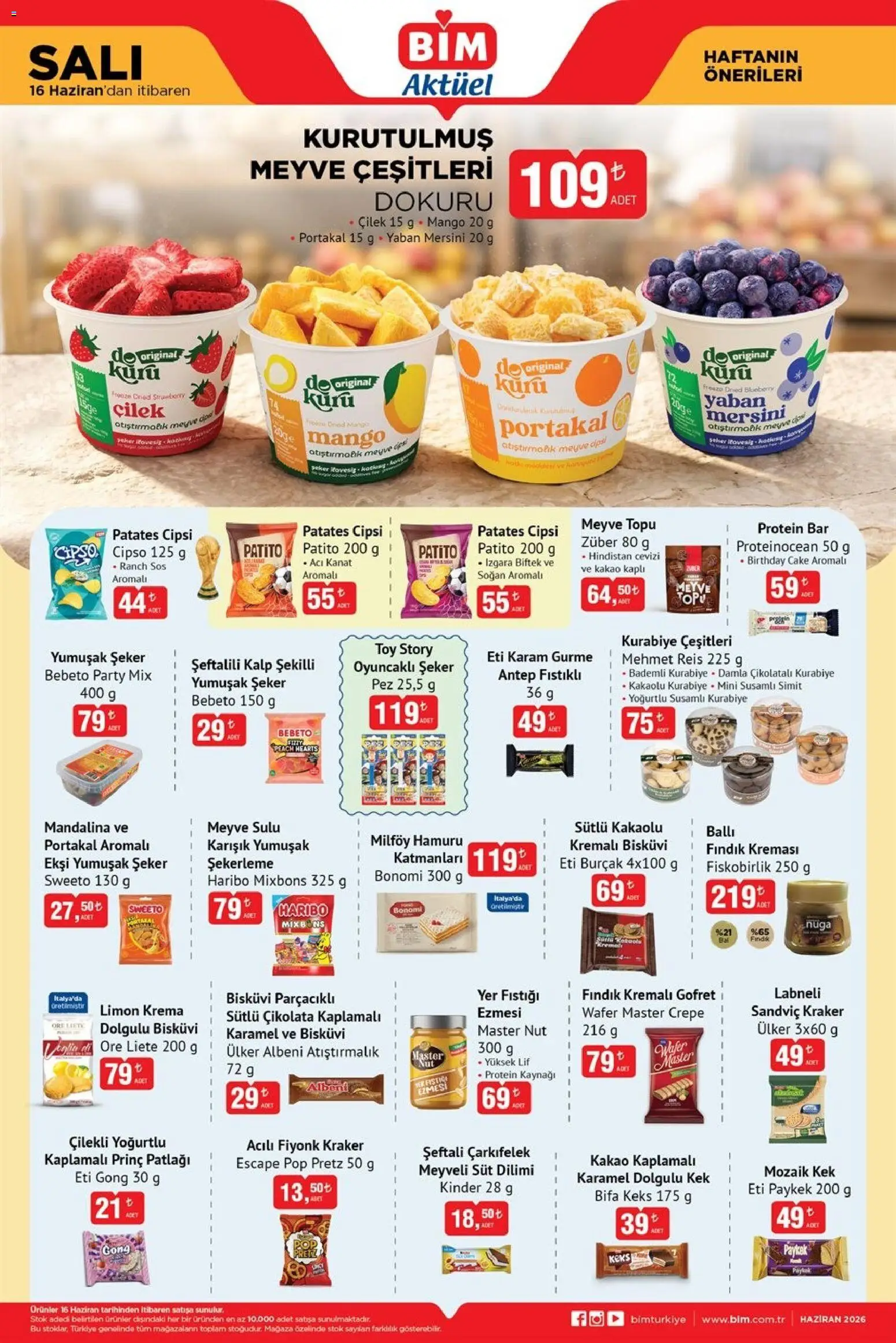 BİM - Katalog Salı - 16.06.2026 tarihinden itibaren geçerlidir | Sayfa: 2 | Ürünler: Çikolata, Fındık, Meyve, Sos