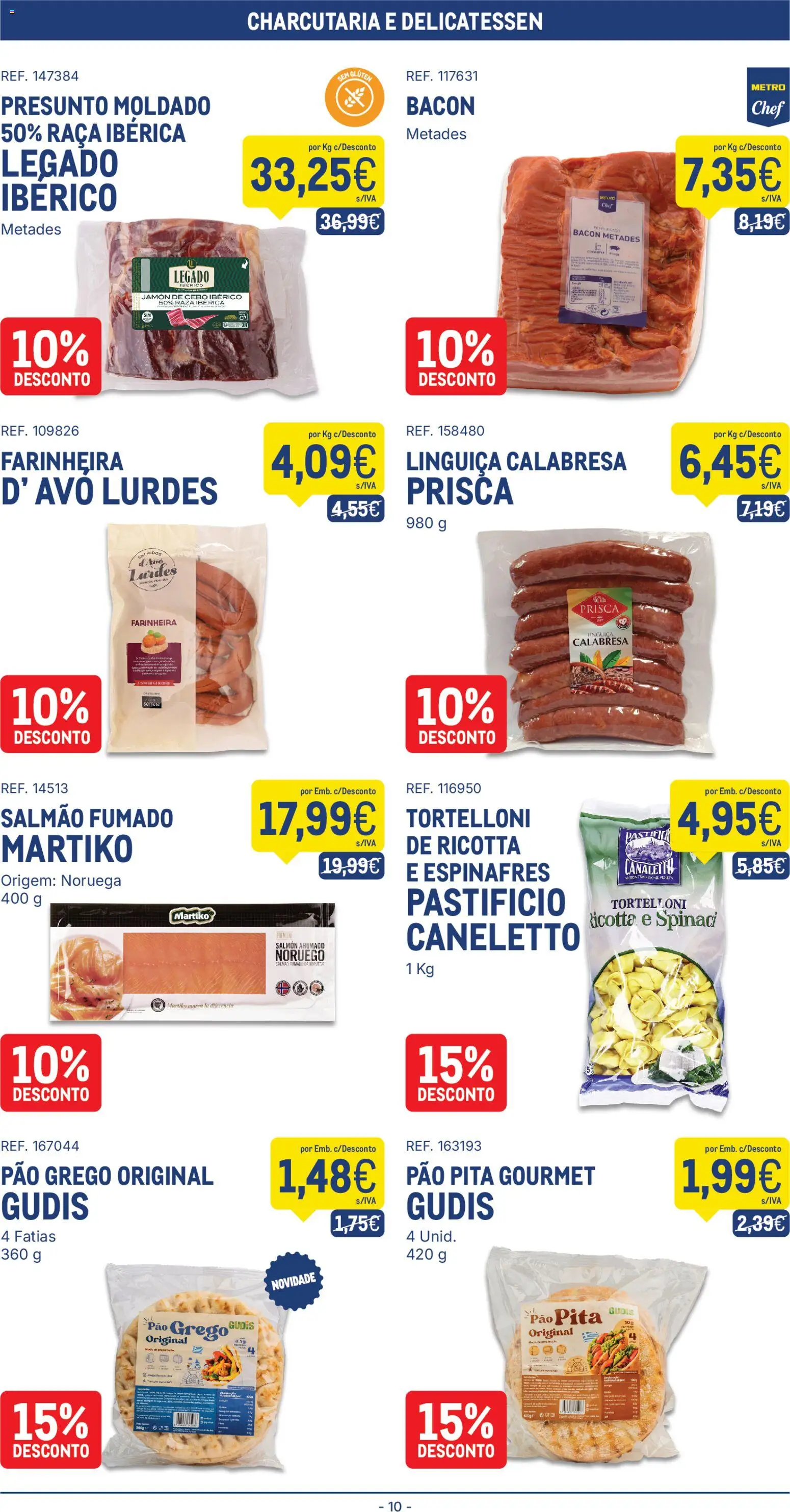Makro folheto │ válido de 06/10/2026 | Página: 10 | Produtos: Salmão fumado, Salmão, Linguiça, Pão