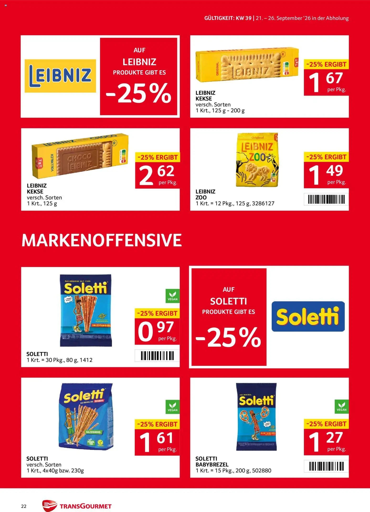 Transgourmet Flugblatt gültig ab 20.09.2026 | Seite: 20 | Produkte: Kekse, Vollmilch