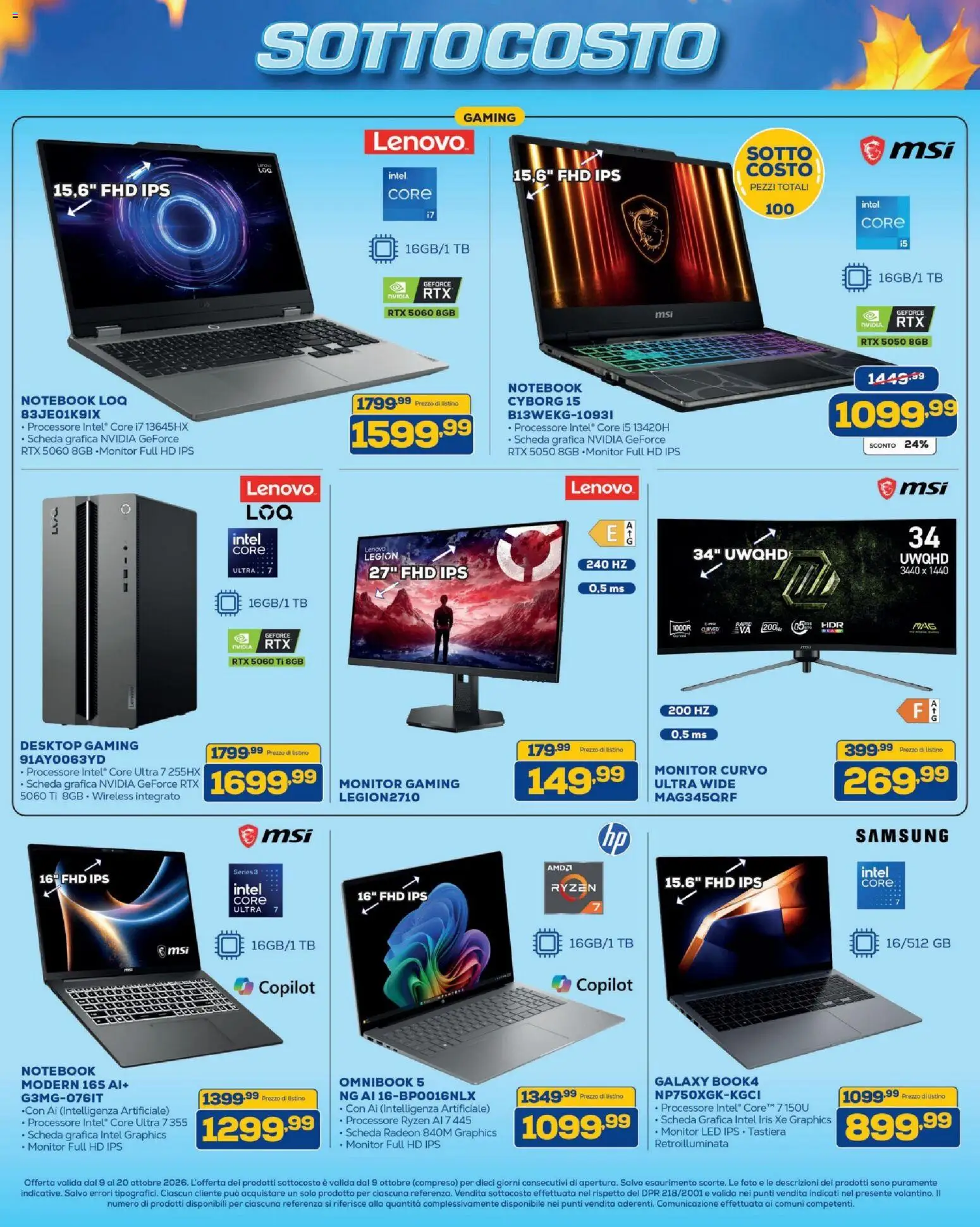 Volantino BRUNO del 09/10/2026 | Pagina: 16 | Prodotti: Monitor, Notebook, Tastiera, Samsung