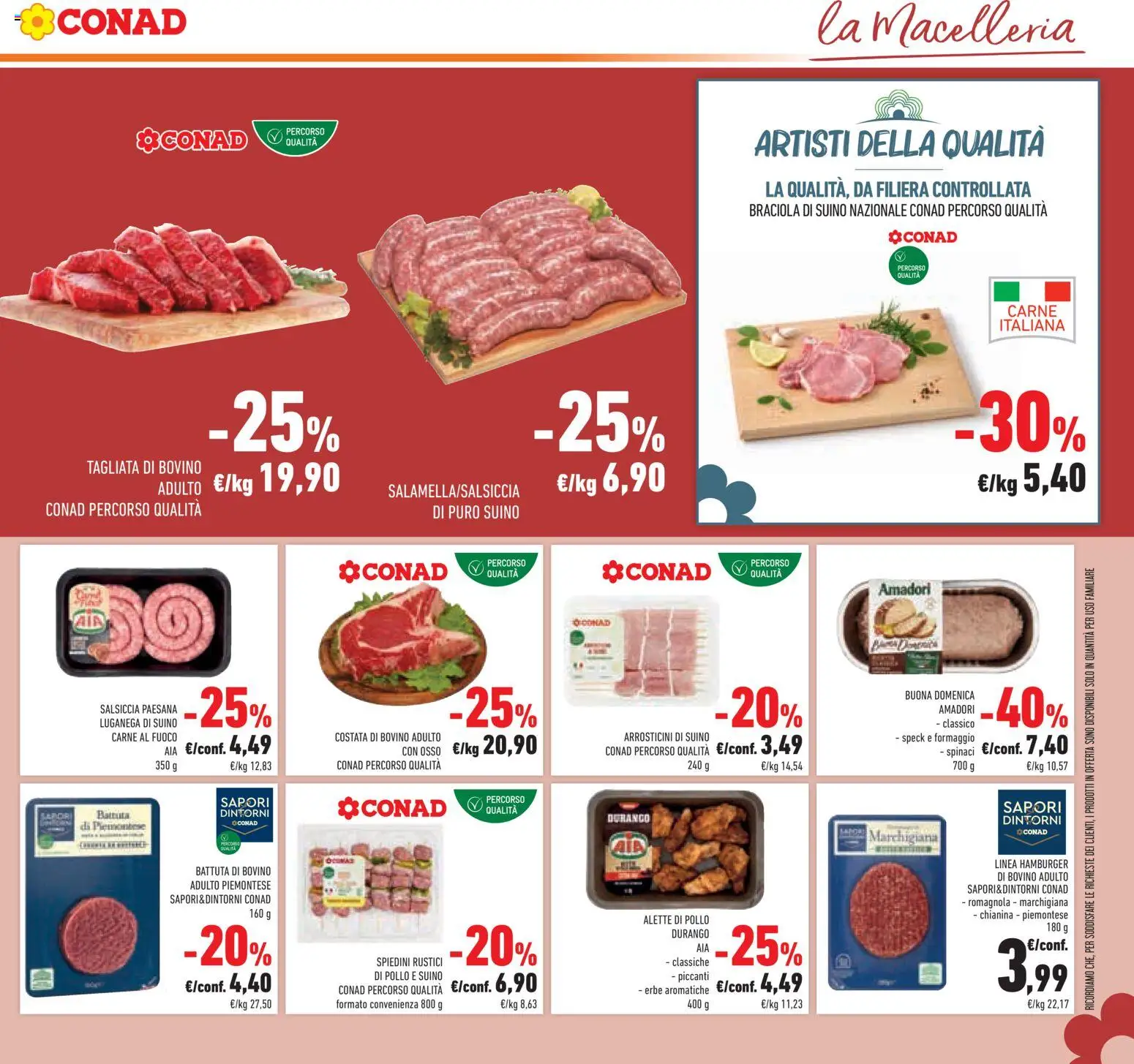 Volantino Conad del 12/08/2026 | Pagina: 13 | Prodotti: Pollo, Spinaci, Hamburger, Arrosticini