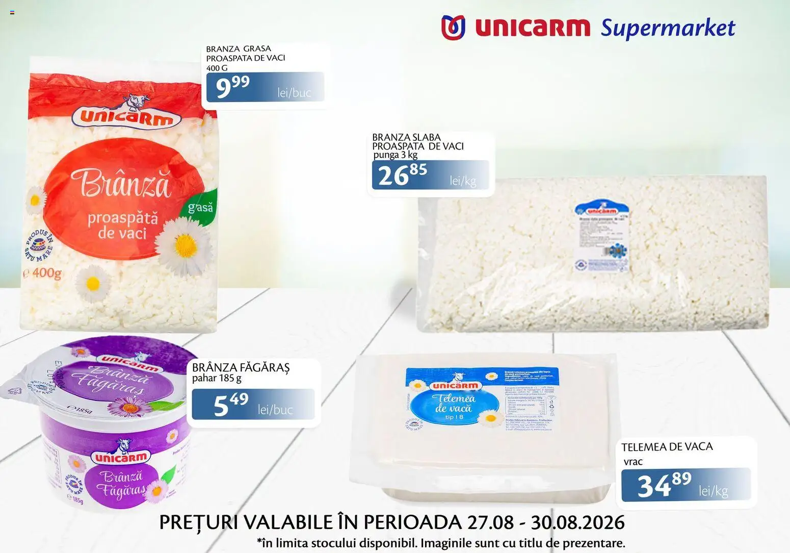 Noul catalog Unicarm – valabil de la 27.08.2026 | Pagină: 4 | Produse: Pungă, Brânză, Tip