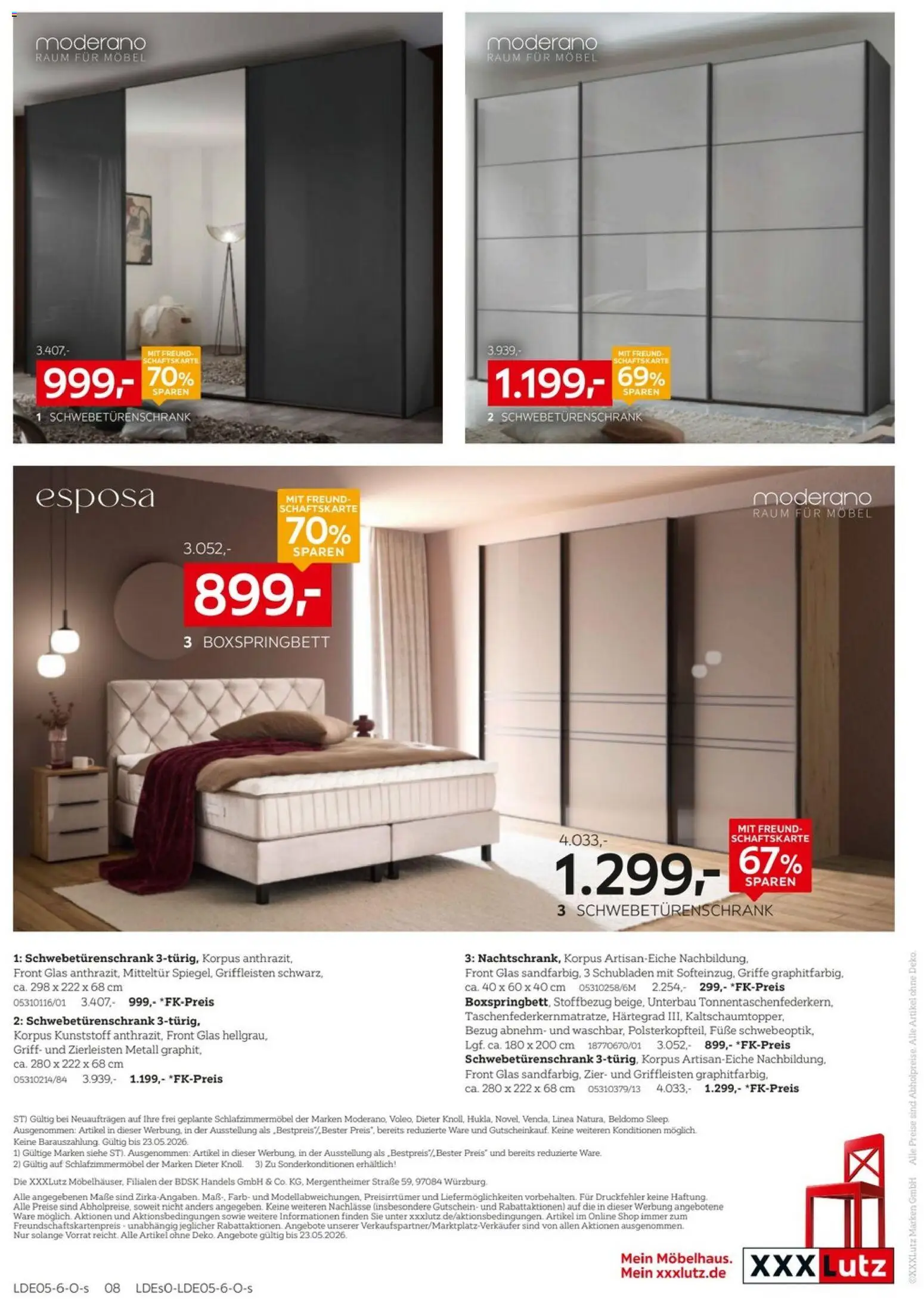 XXXLutz Schlafzimmer-Testerinnen und -Tester gesucht – gültig ab 09.05.2026 | Seite: 8 | Produkte: Schwebetürenschrank, Boxspringbett