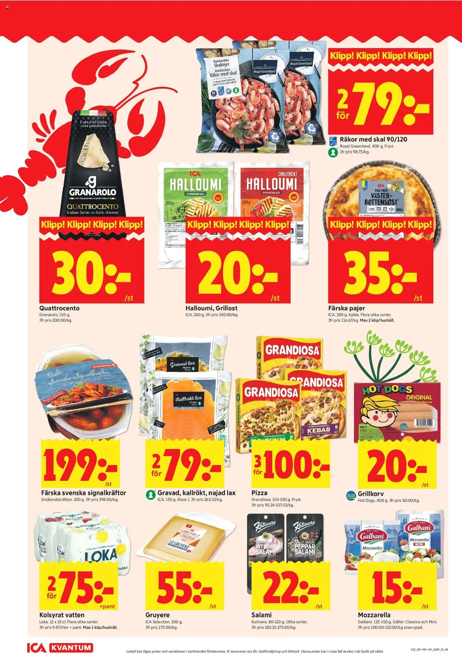 ICA Kvantum reklamblad aktuell från 03/08/2026 | Sida: 4 | Produkter: Grillost, Galler, Grillkorv, Sallad