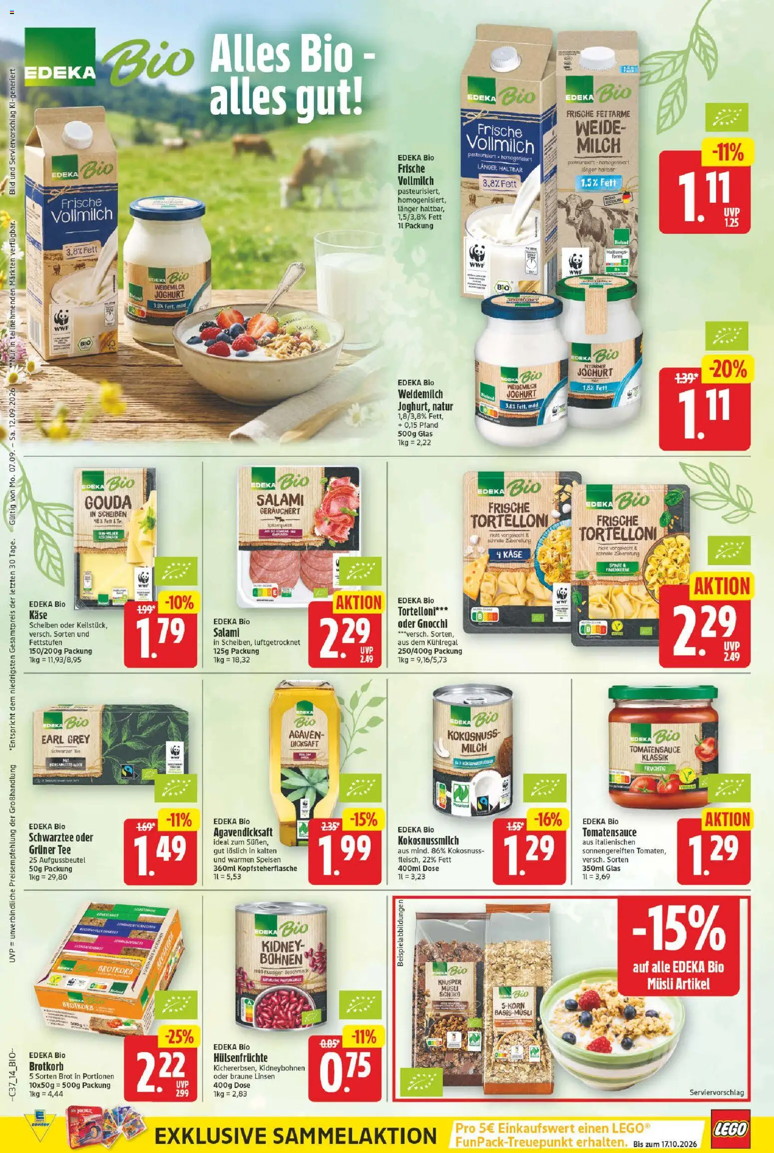 E center Prospekt – gültig ab 07.09.2026 | Seite: 14 | Produkte: Milch, Gouda, Brot, Salami