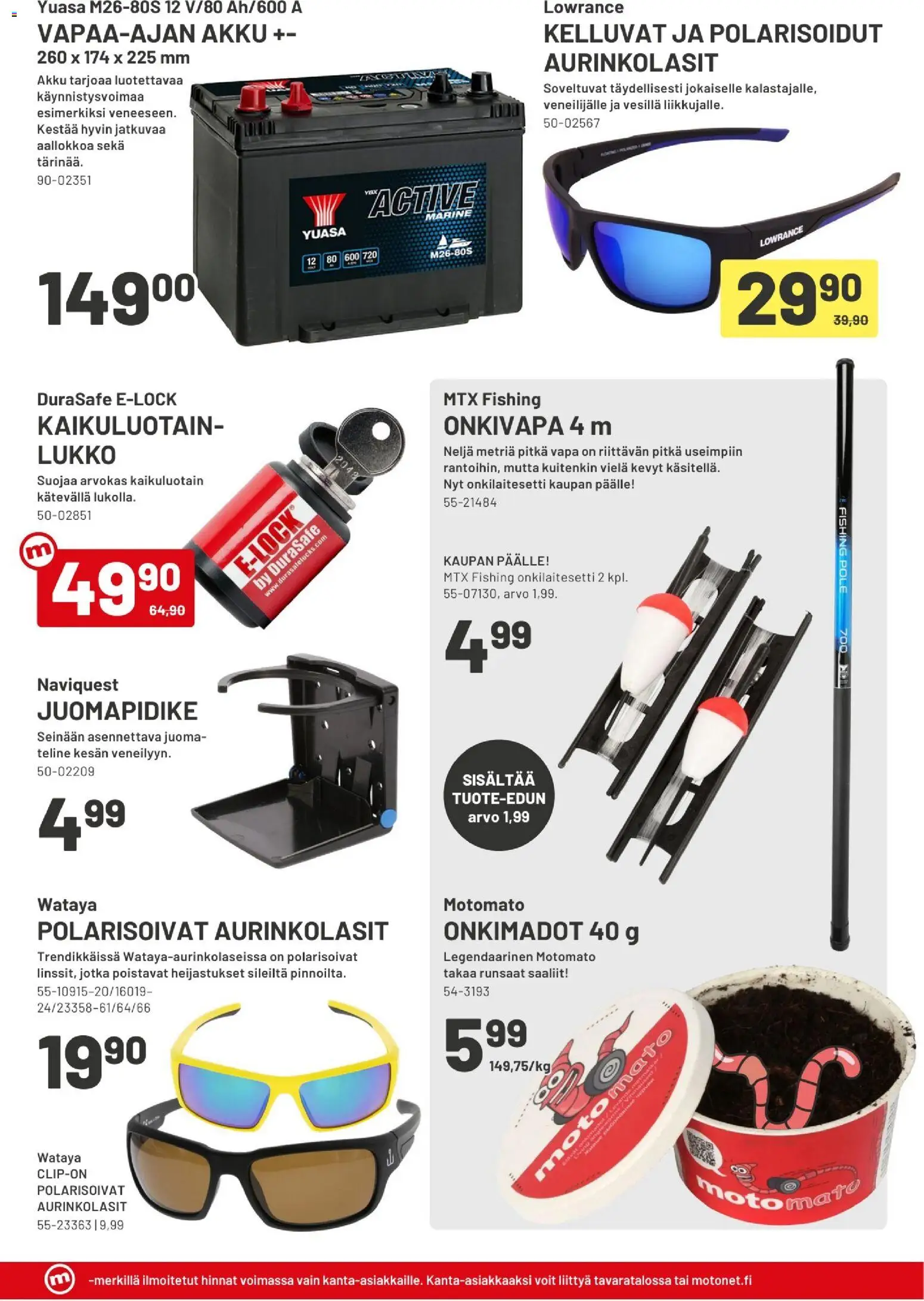 Motonet tarjoukset – voimassa 20.05.2026 alkaen | Sivu: 13 | Tuotteet: Lukko, Aurinkolasit, Akku