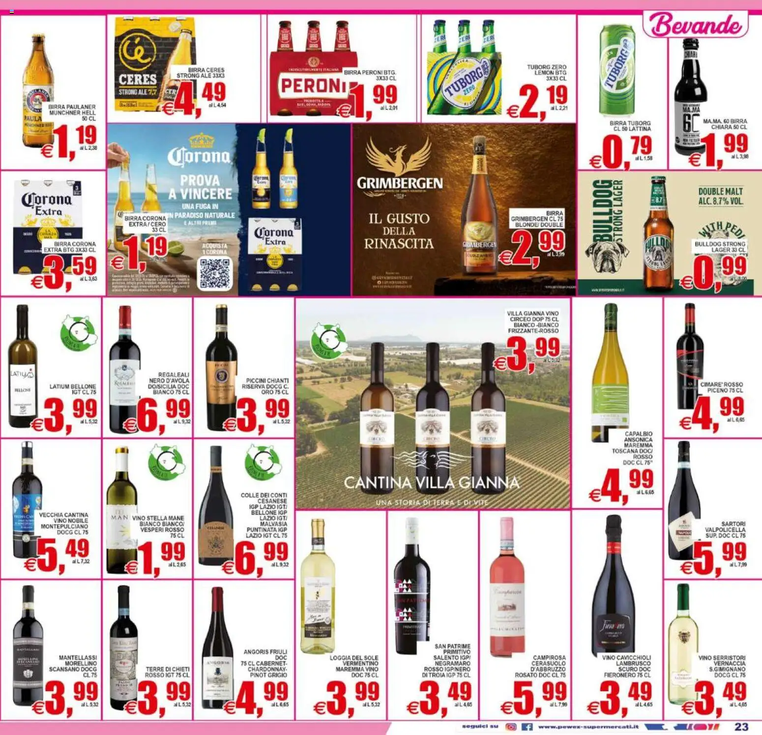 Volantino Pewex del 12/08/2026 | Pagina: 23 | Prodotti: Bevande, Corona Extra, Vino rosso, Lambrusco