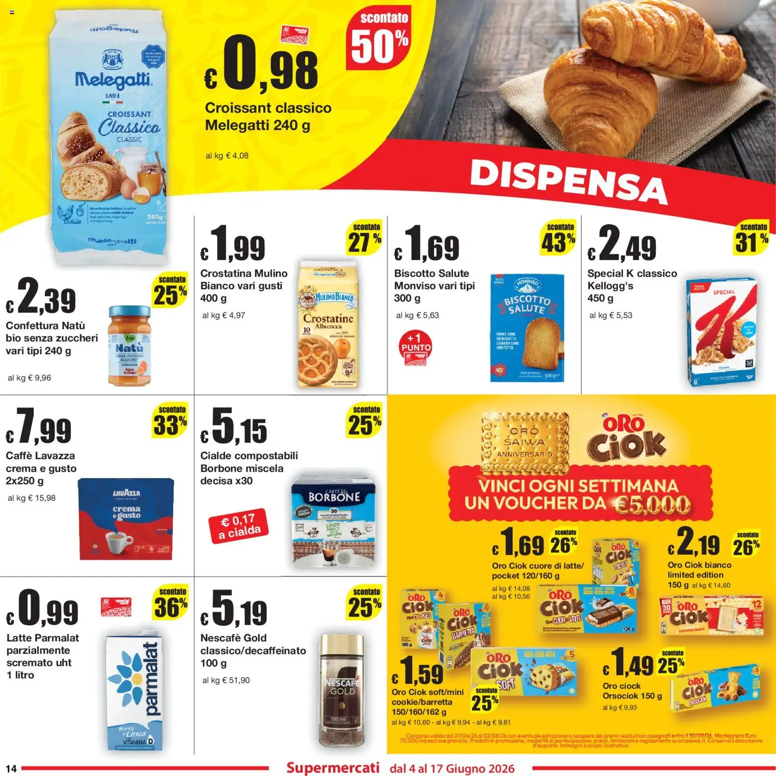 Volantino Sì con Te del 04.06.2026 | Pagina: 14 | Prodotti: Crema, Latte, Crostatine, Barretta
