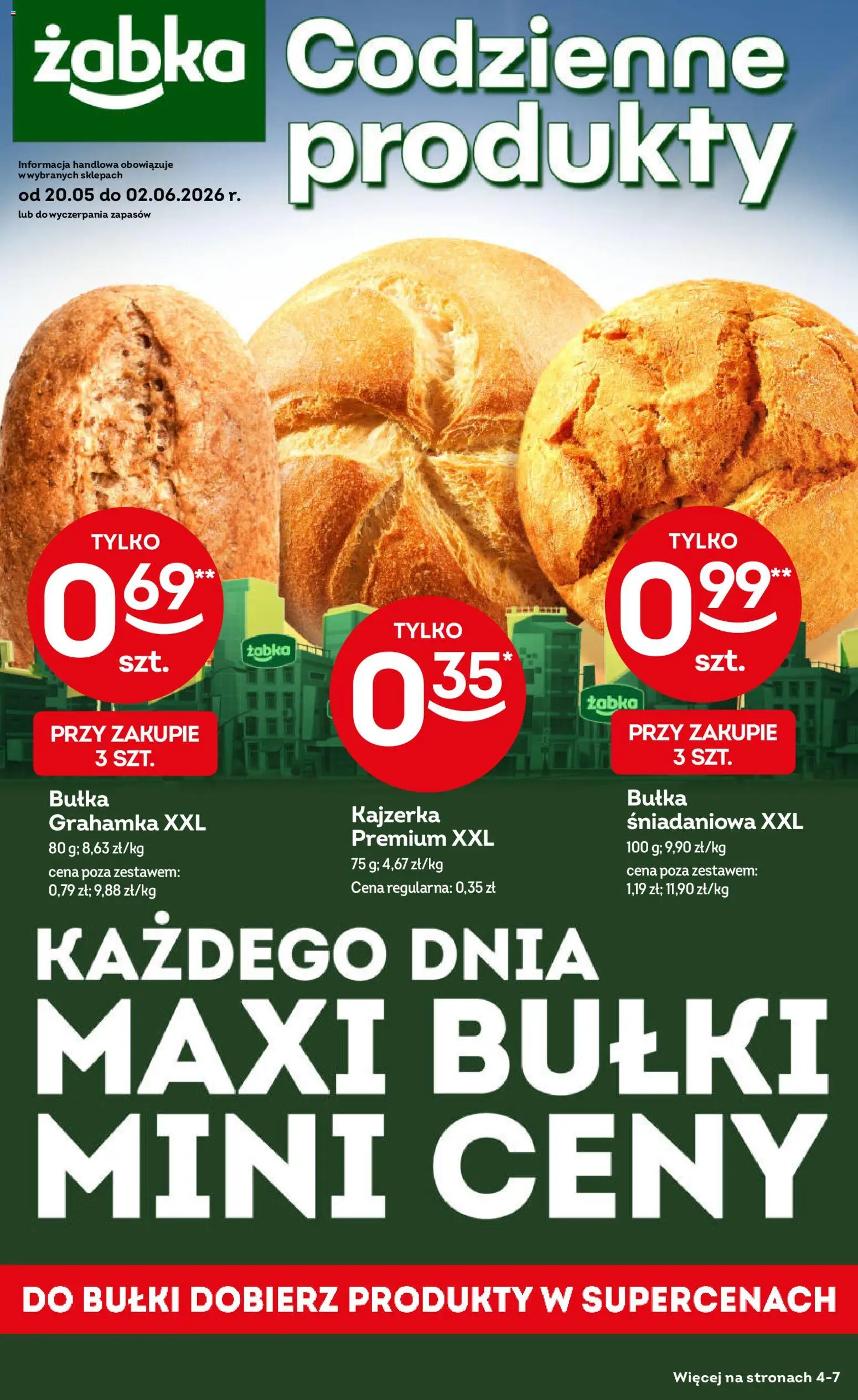 Żabka gazetka - Codzienne produkty od 20.05.2026 | Strona: 1 | Produkty: Bułka