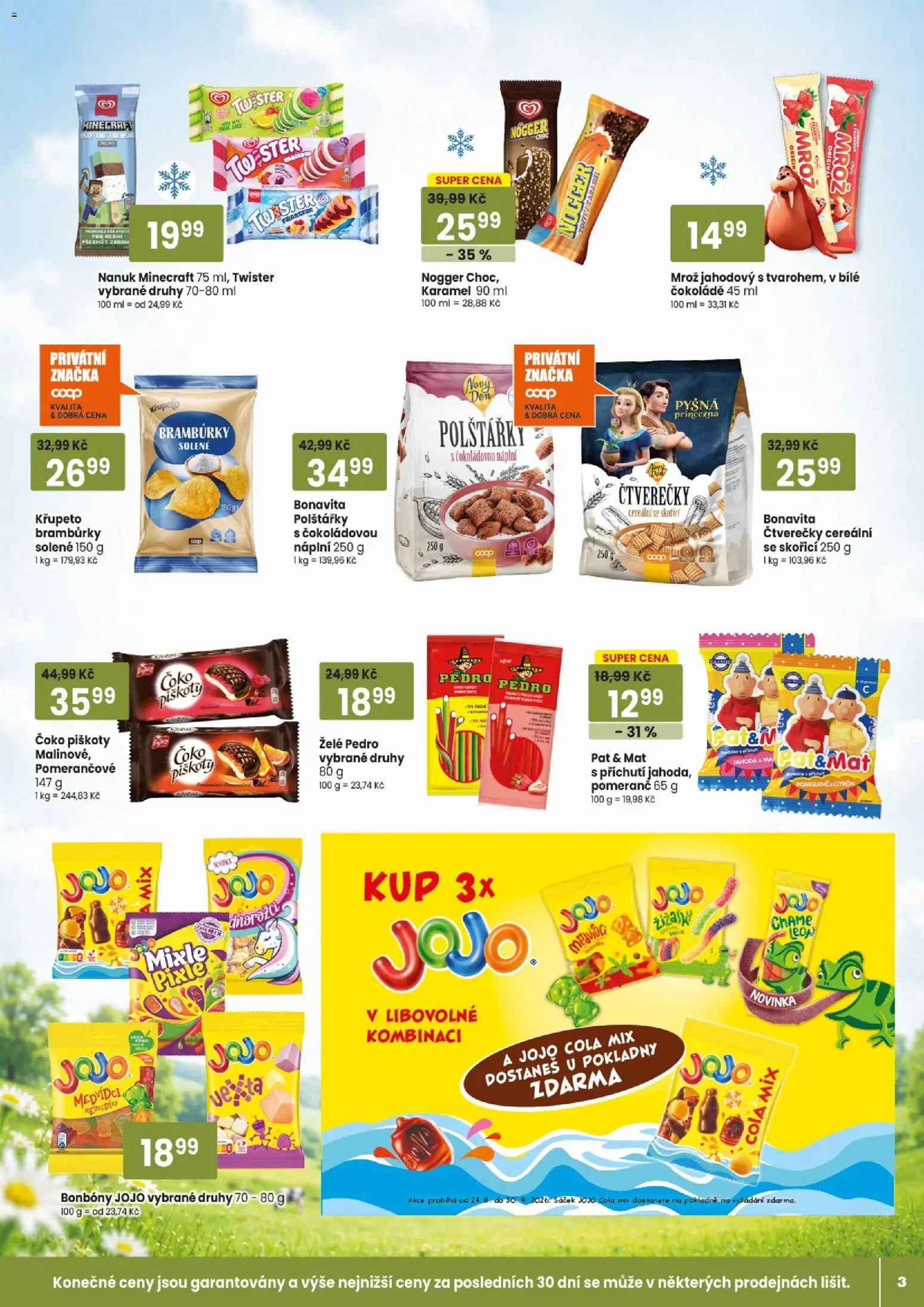 Tempo leták od 26.08.2026 | Strana: 3 | Produkty: Polštářky, Bonbóny, Citron, Cola