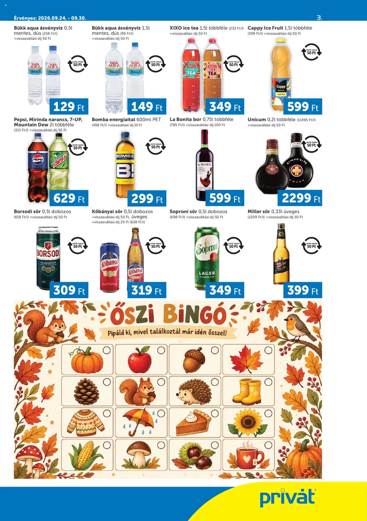 PRIVÁT akciós ujság - amely érvényes a következő dátumtól: 2026.09.24. | Oldal: 3 | Termékek: Miller, Ice tea, XIXO, Só