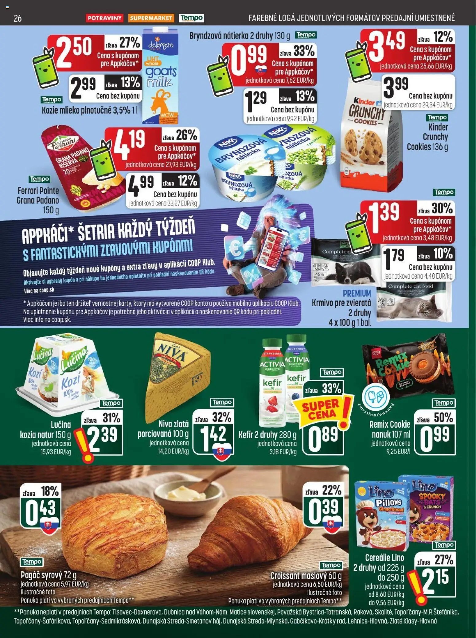 Nové COOP Jednota akcie – leták je platný od 29.10.2026 | Strana: 26 | Produkty: Croissant, Nátierka, Niva, Kinder