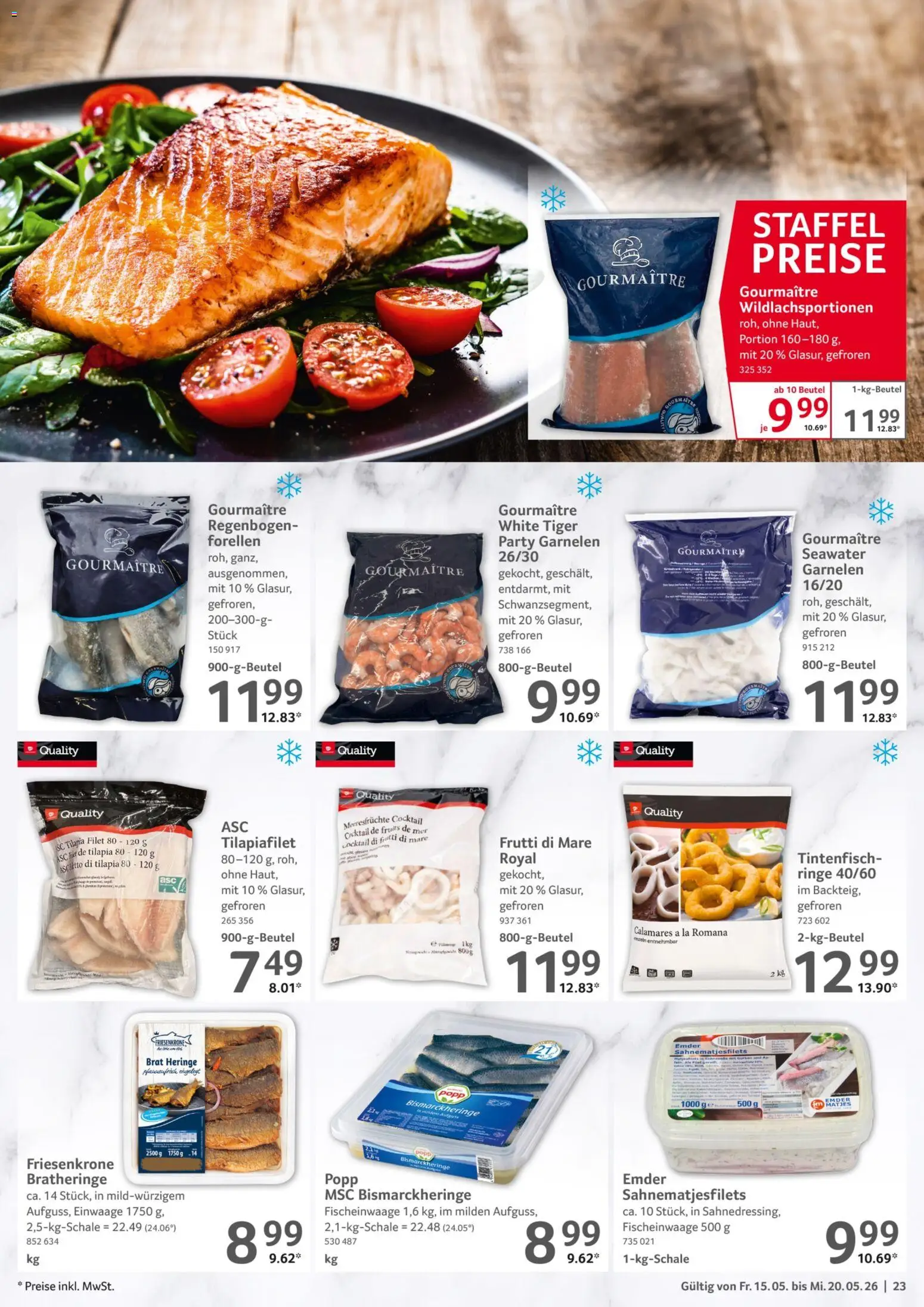 Selgros Prospekt 	 – gültig ab 15.05.2026 | Seite: 23 | Produkte: Garnelen, Tintenfisch, Meeresfrüchte