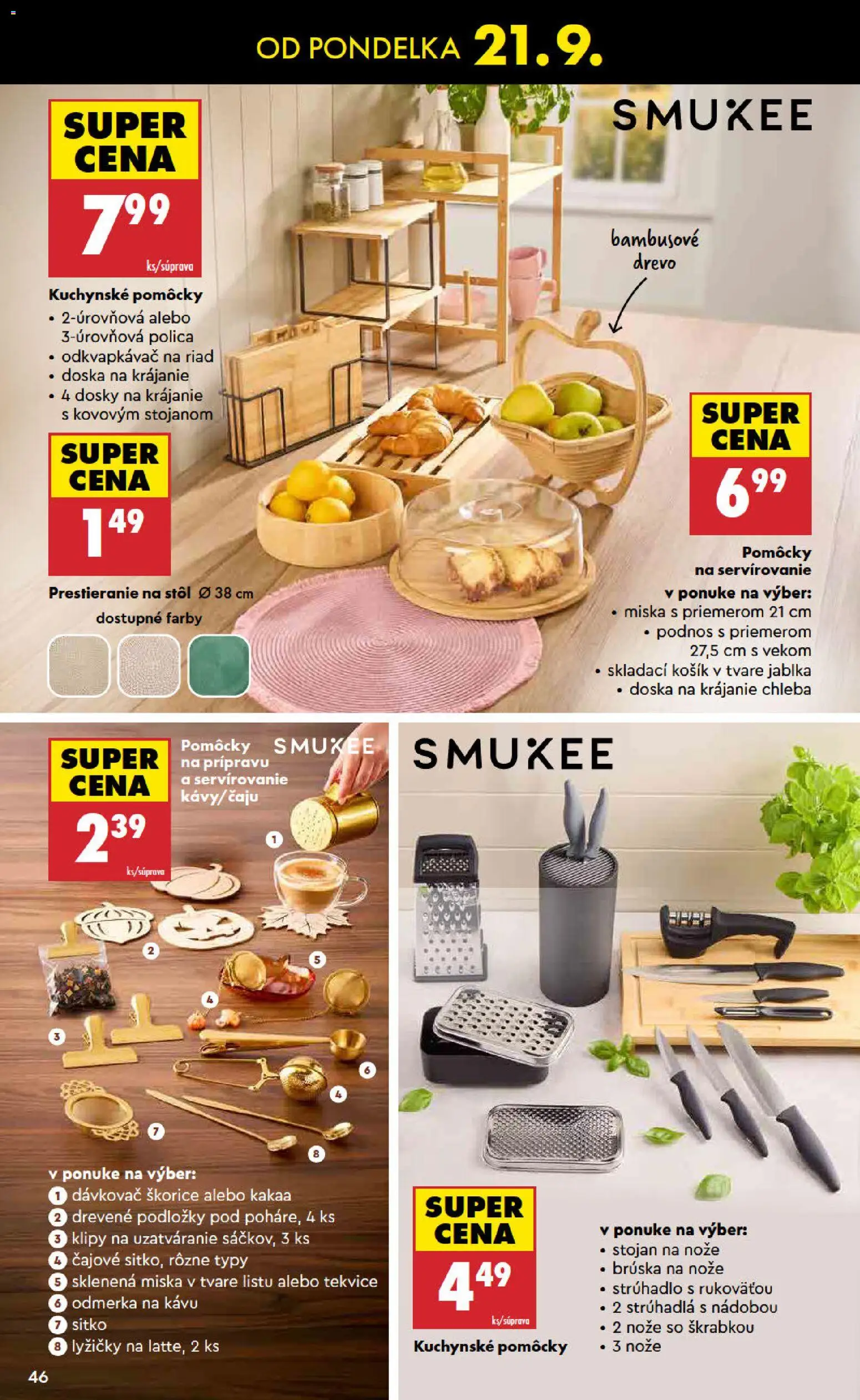 Nové Biedronka akcie – leták je platný od 17.09.2026 | Strana: 46 | Produkty: Stôl, Prestieranie na stôl, Jablká