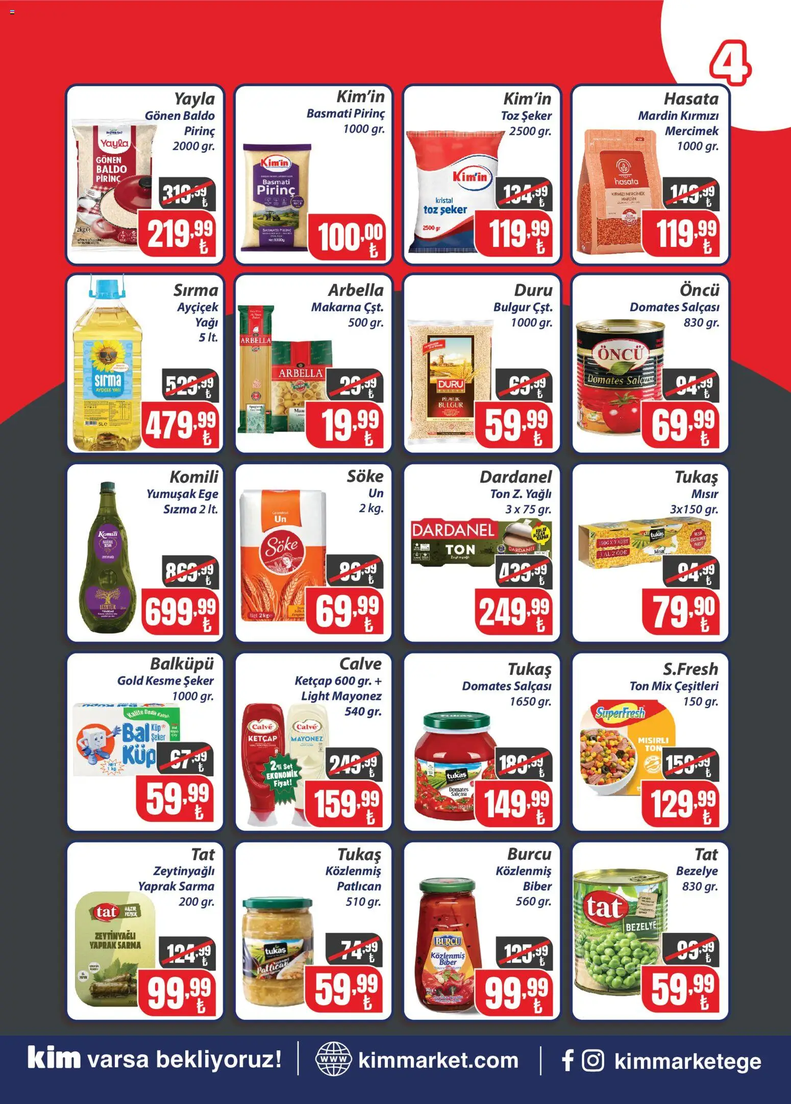 Kim Market Katalog - 20 Ağustos 2026 tarihinden itibaren geçerlidir | Sayfa: 4 | Ürünler: Şeker, Yağ, Mayonez, Biber