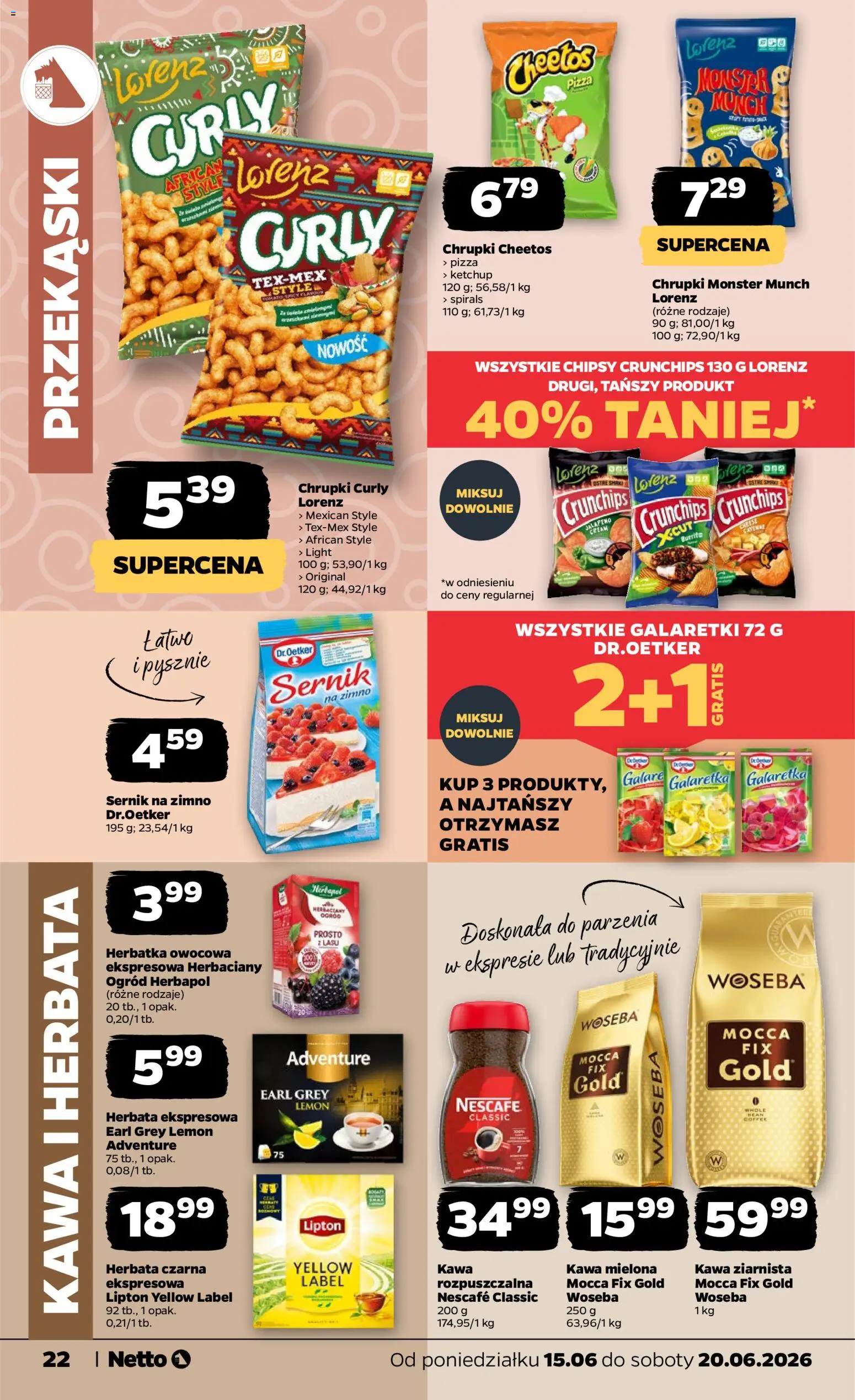 Netto gazetka od poniedziałku spożywcza od 15.06.2026 | Strona: 22 | Produkty: Galaretki, Galaretka, Ketchup, Pizza