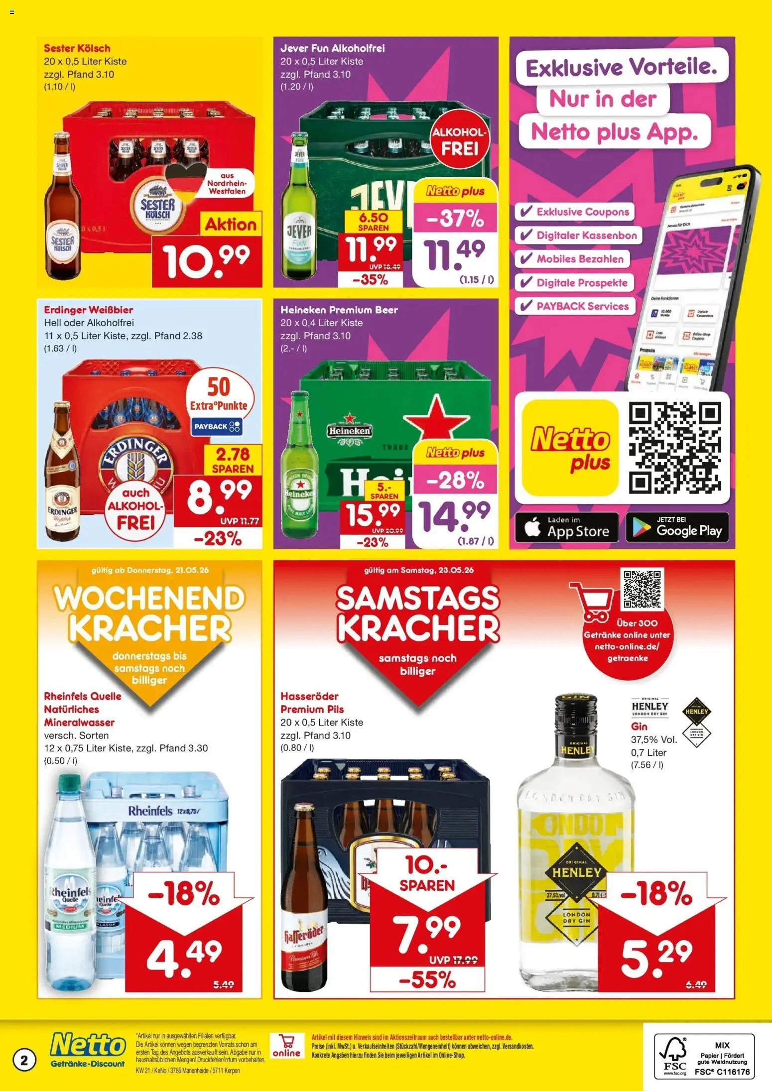 Netto Marken-Discount Prospekt Marienheide	 – gültig ab 17.05.2026 | Seite: 2 | Produkte: Erdinger, Pils, Heineken, Jever