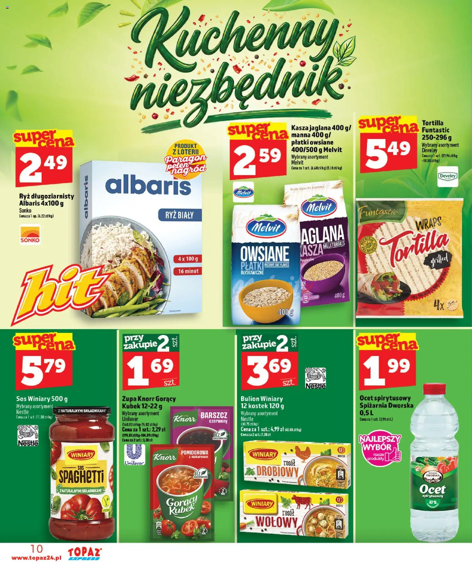 Topaz gazetka - Express od 17.09.2026 | Strona: 10 | Produkty: Ocet, Ryż biały, Kasza jaglana, Bulion Winiary
