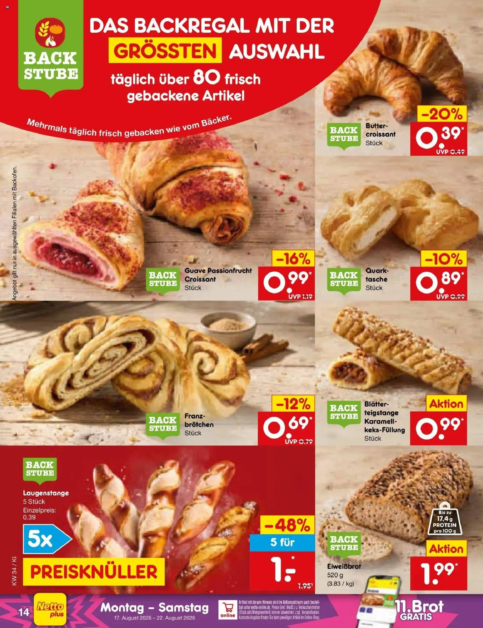 Netto Marken-Discount Prospekt Bad Friedrichshall – gültig ab 17.08.2026 | Seite: 20 | Produkte: Tasche, Quark, Butter, Croissant