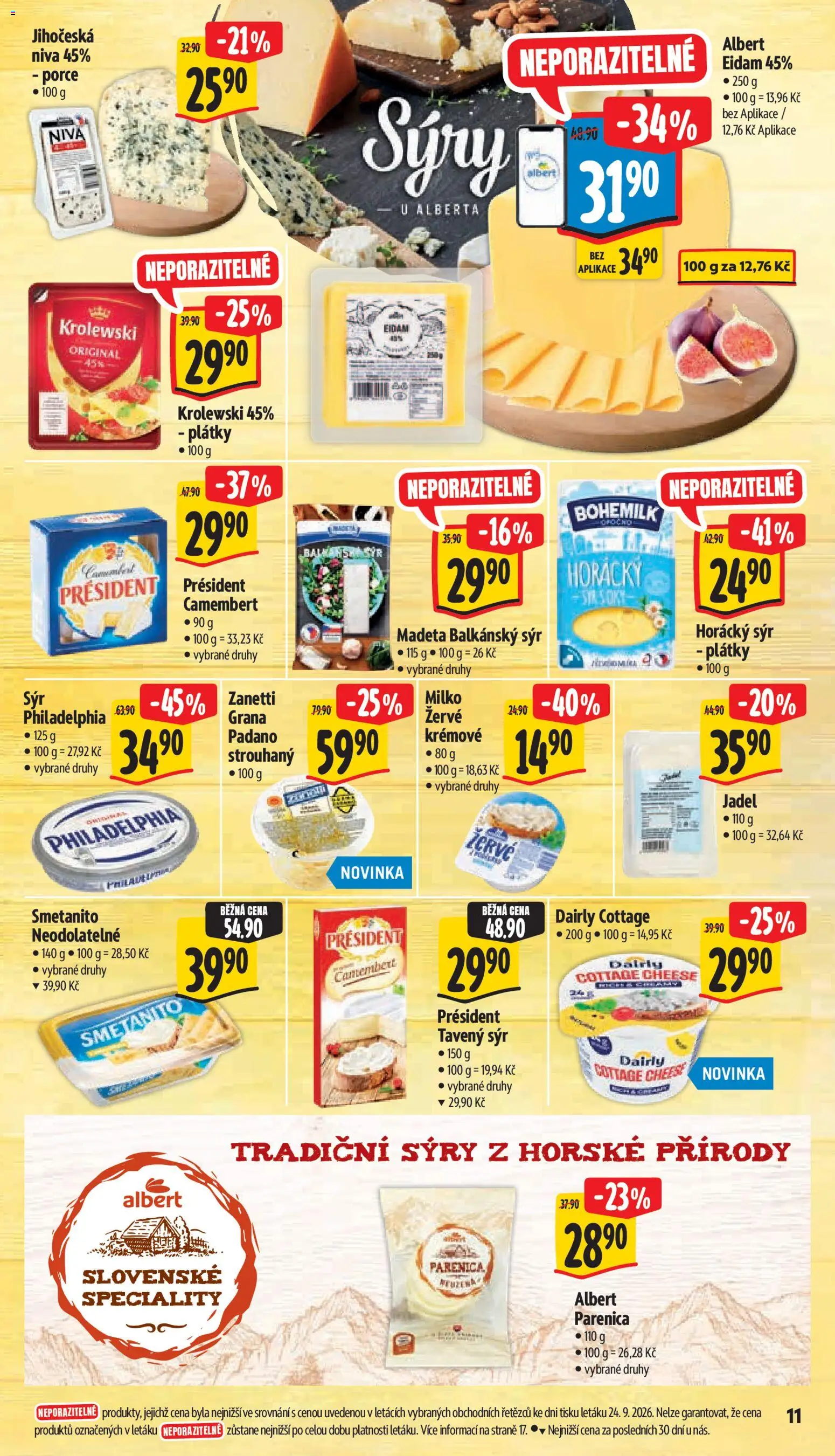 Albert leták - Supermarket Frenštát pod Radhoštěm od 30.09.2026 | Strana: 25 | Produkty: Parenica, Sýr, Eidam, Speciality