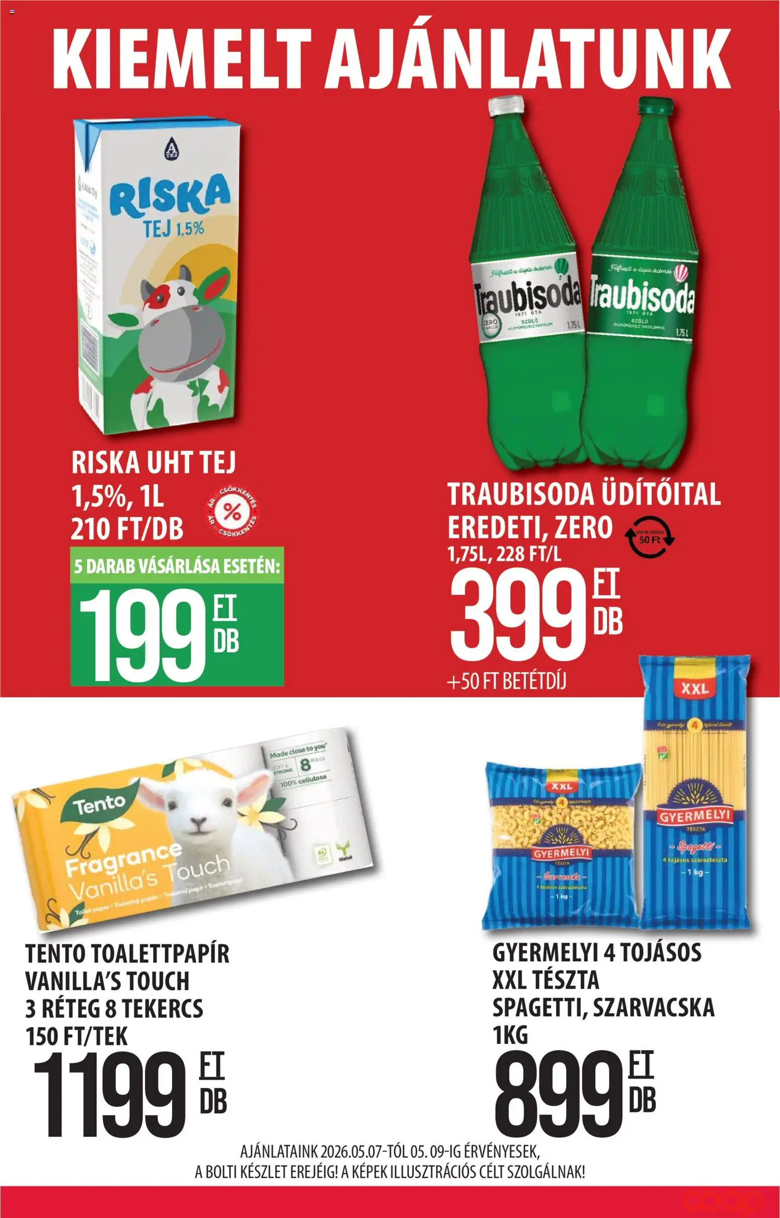 COOP Szolnok akciós ujság - amely érvényes a következő dátumtól: 07.05.2026 | Oldal: 6 | Termékek: Szőlő, Tej, Tészta, Száraztészta