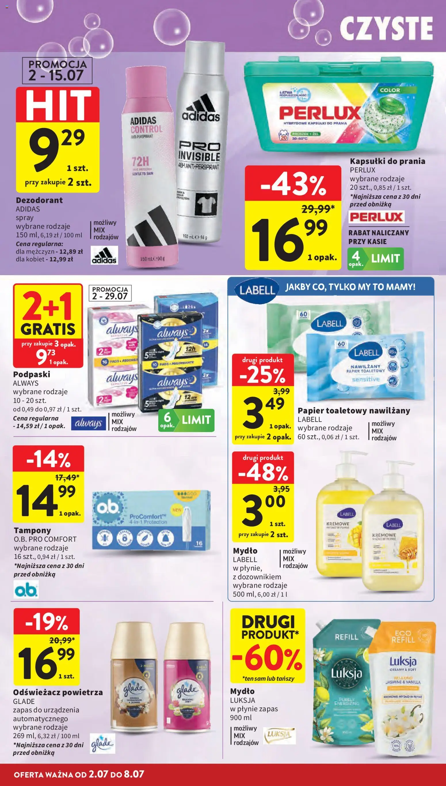 Intermarche gazetka od 02.07.2026 | Strona: 36 | Produkty: Odświeżacz, Podpaski always, Podpaski, Mydło