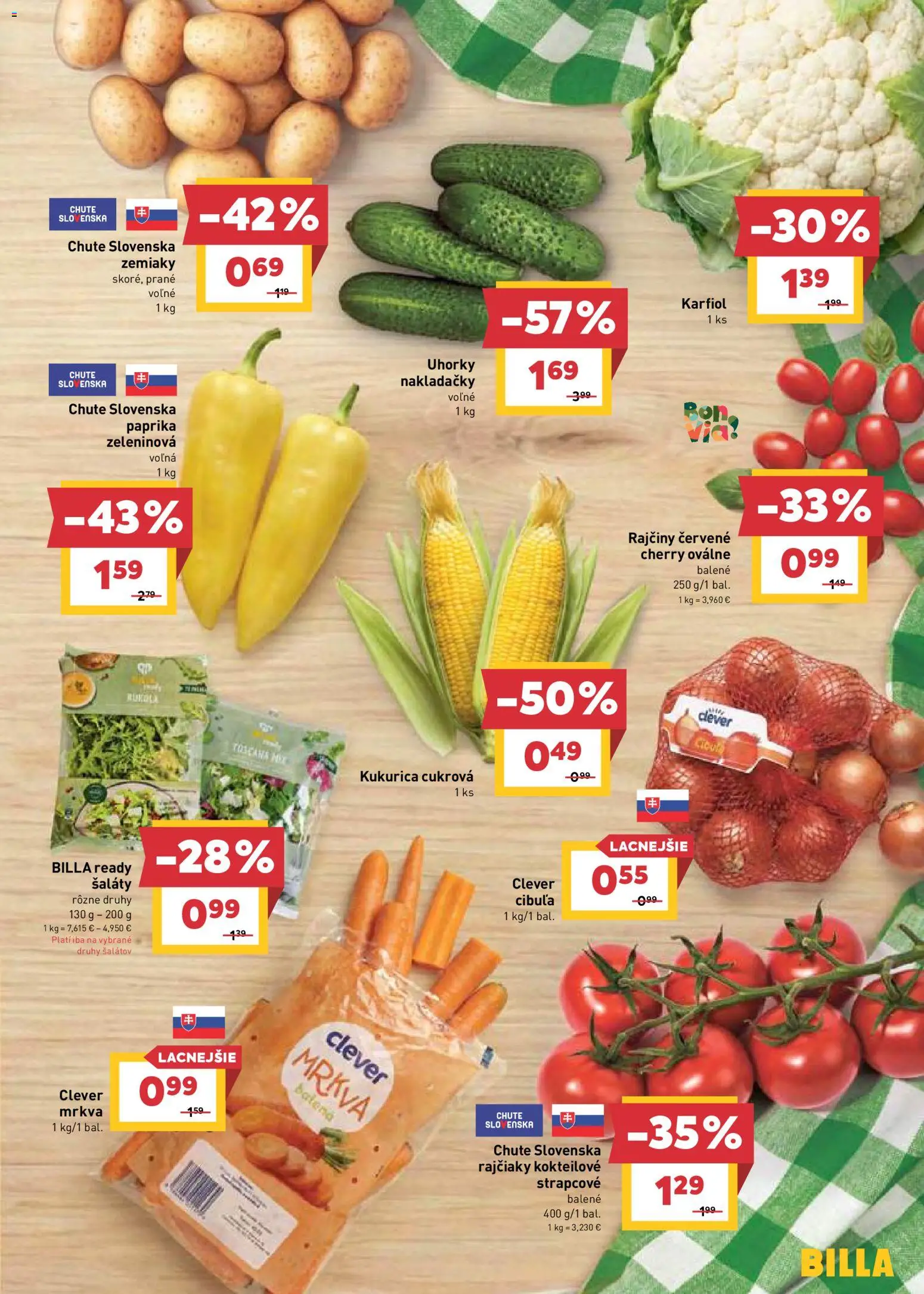 Nové Billa akcie – leták je platný od 05.08.2026 | Strana: 3 | Produkty: Paprika, Zemiaky, Cibuľa, Kukurica