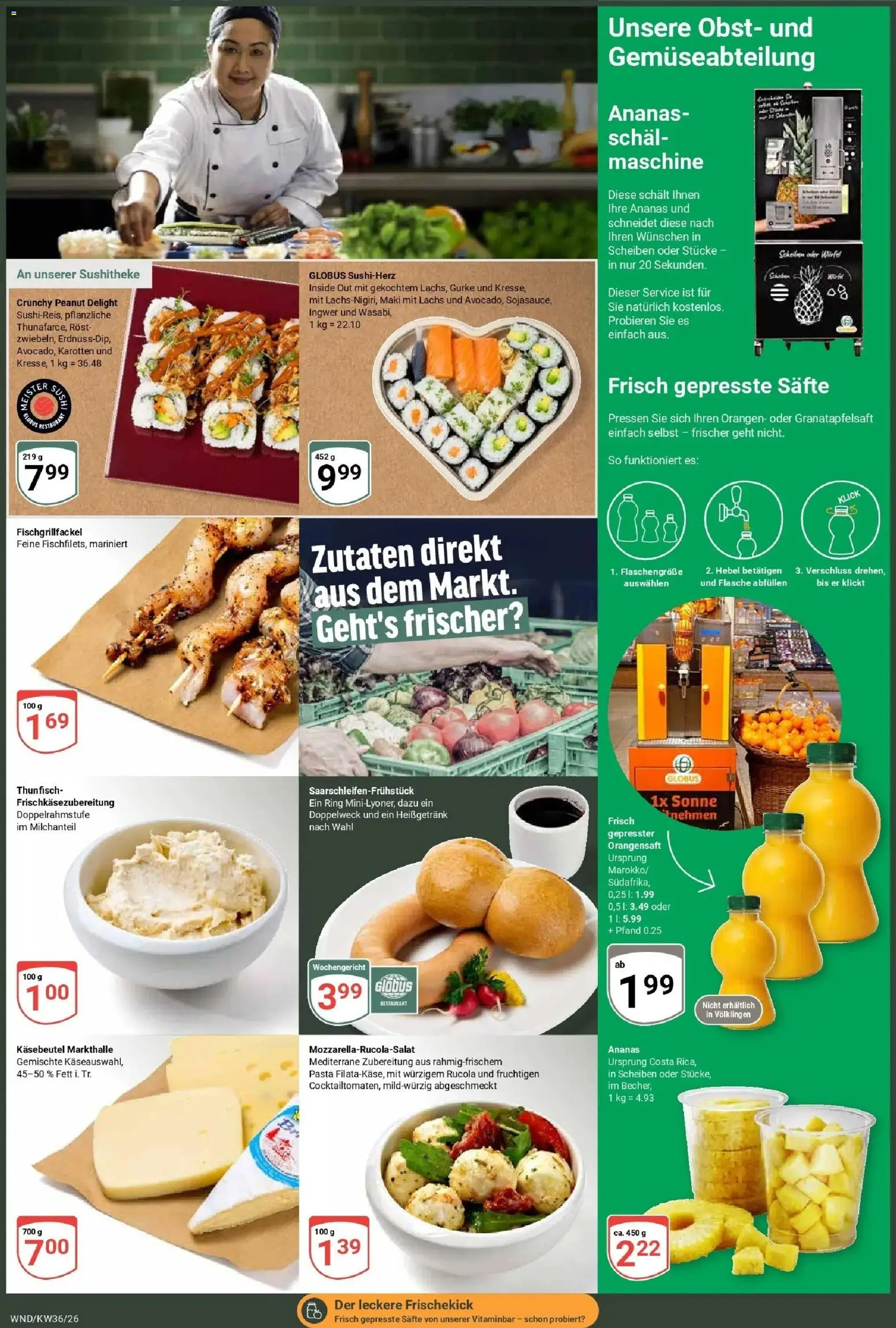 Globus Prospekt St. Wendel – gültig ab 31.08.2026 | Seite: 2 | Produkte: Thunfisch, Rucola, Ananas, Orangensaft