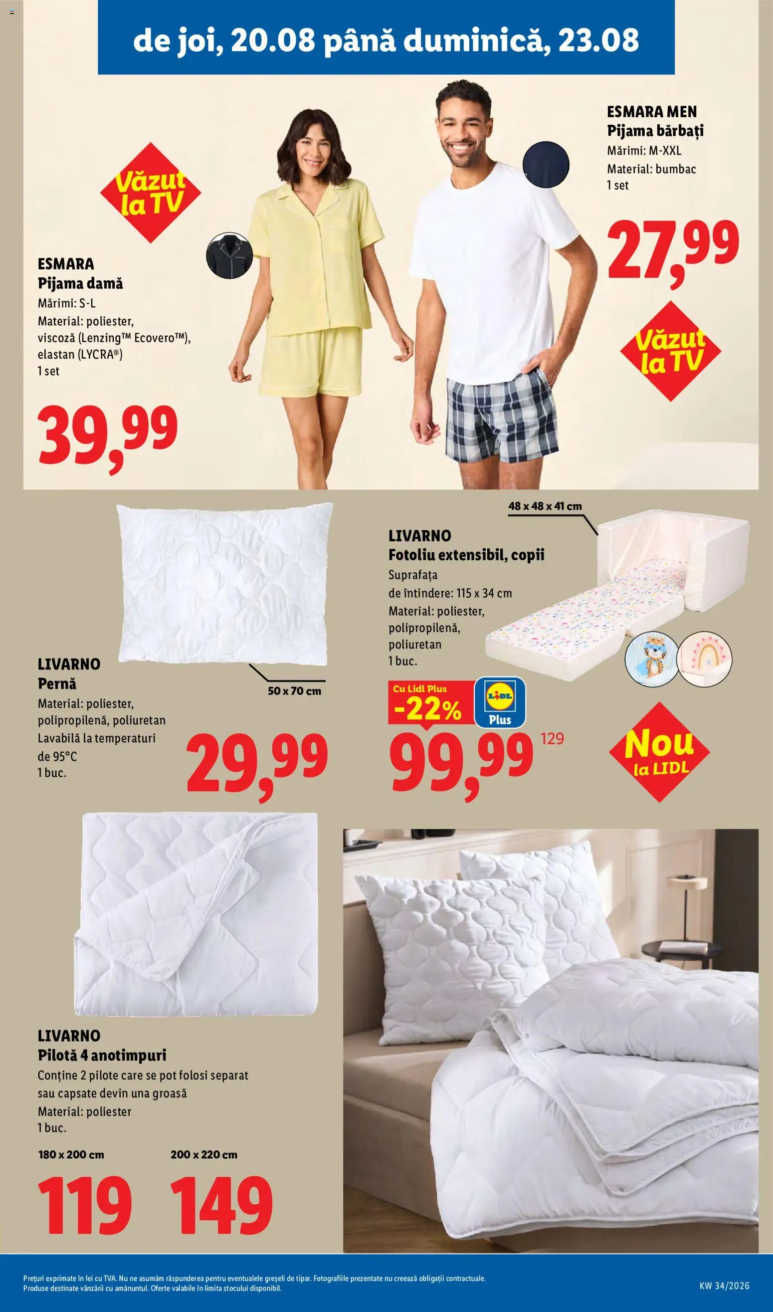 Noul catalog Lidl – valabil de la 17.08.2026 | Pagină: 81 | Produse: Pernă, Pilotă, Fotoliu, Pijamă