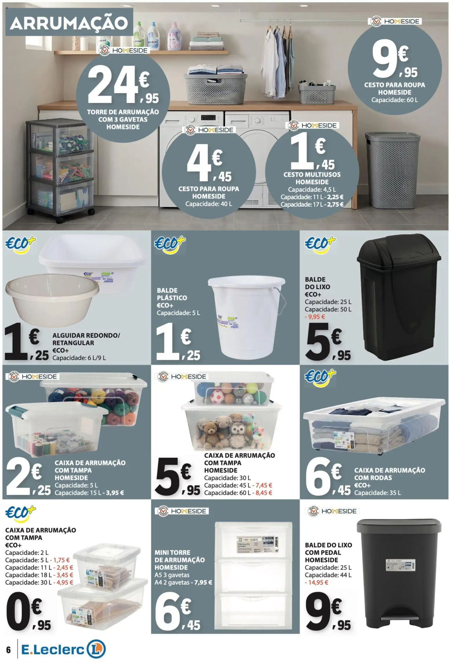 E.Leclerc - Folheto Não Alimentar │ válido de 10/09/2026 | Página: 6 | Produtos: Cesto para roupa, Balde, Caixa de arrumação, Caixa
