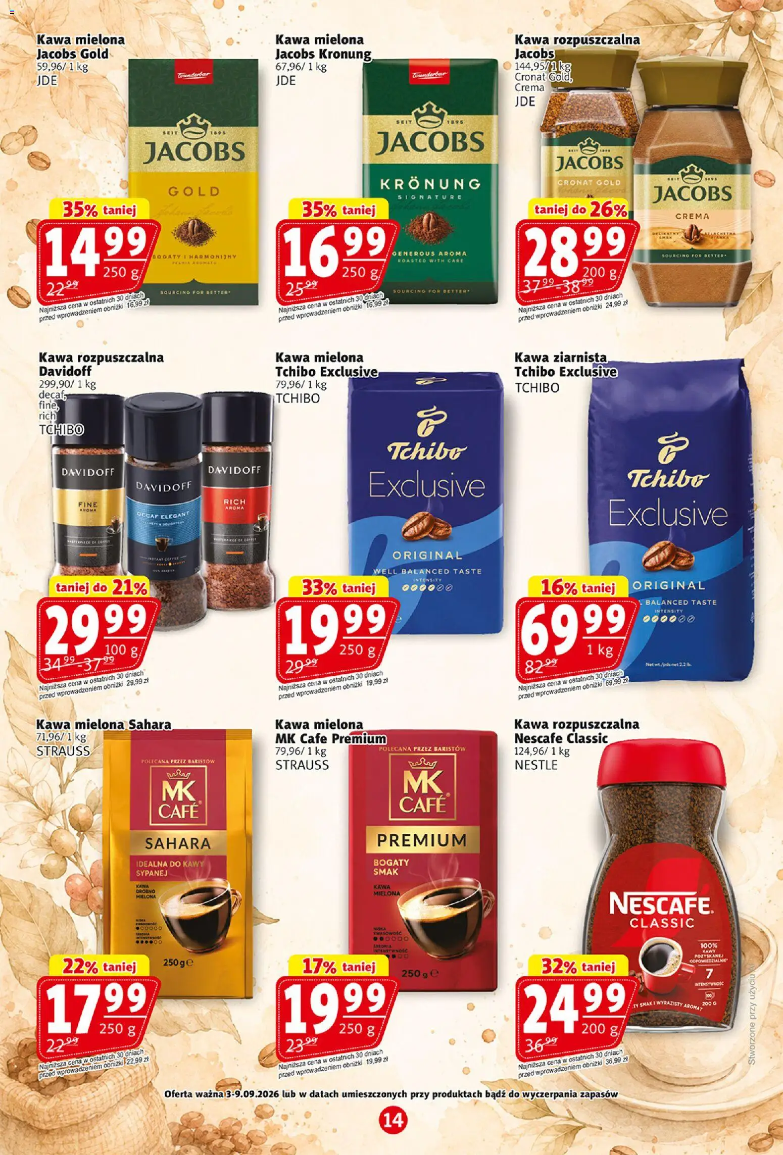 Prim Market gazetka od 03.09.2026 | Strona: 14 | Produkty: Jacobs, Tchibo exclusive, Tchibo, Kawa