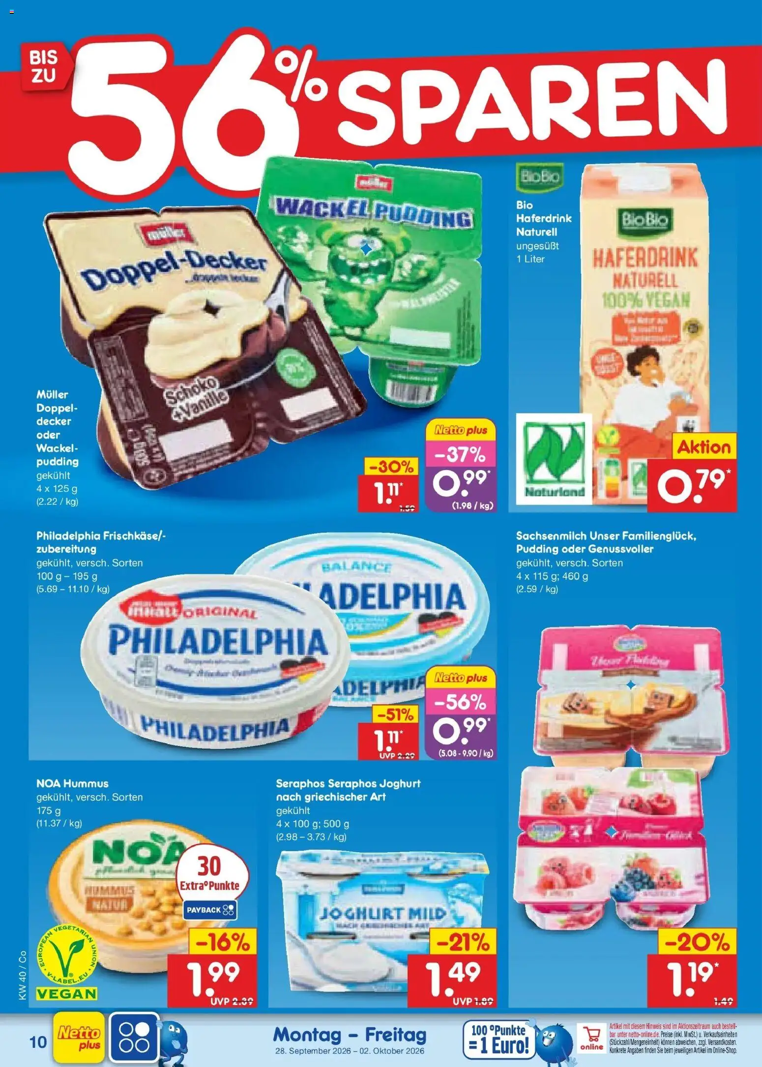 Netto Marken-Discount Prospekt Leipzig – gültig ab 28.09.2026 | Seite: 14 | Produkte: Joghurt, Philadelphia, Pudding, Hummus
