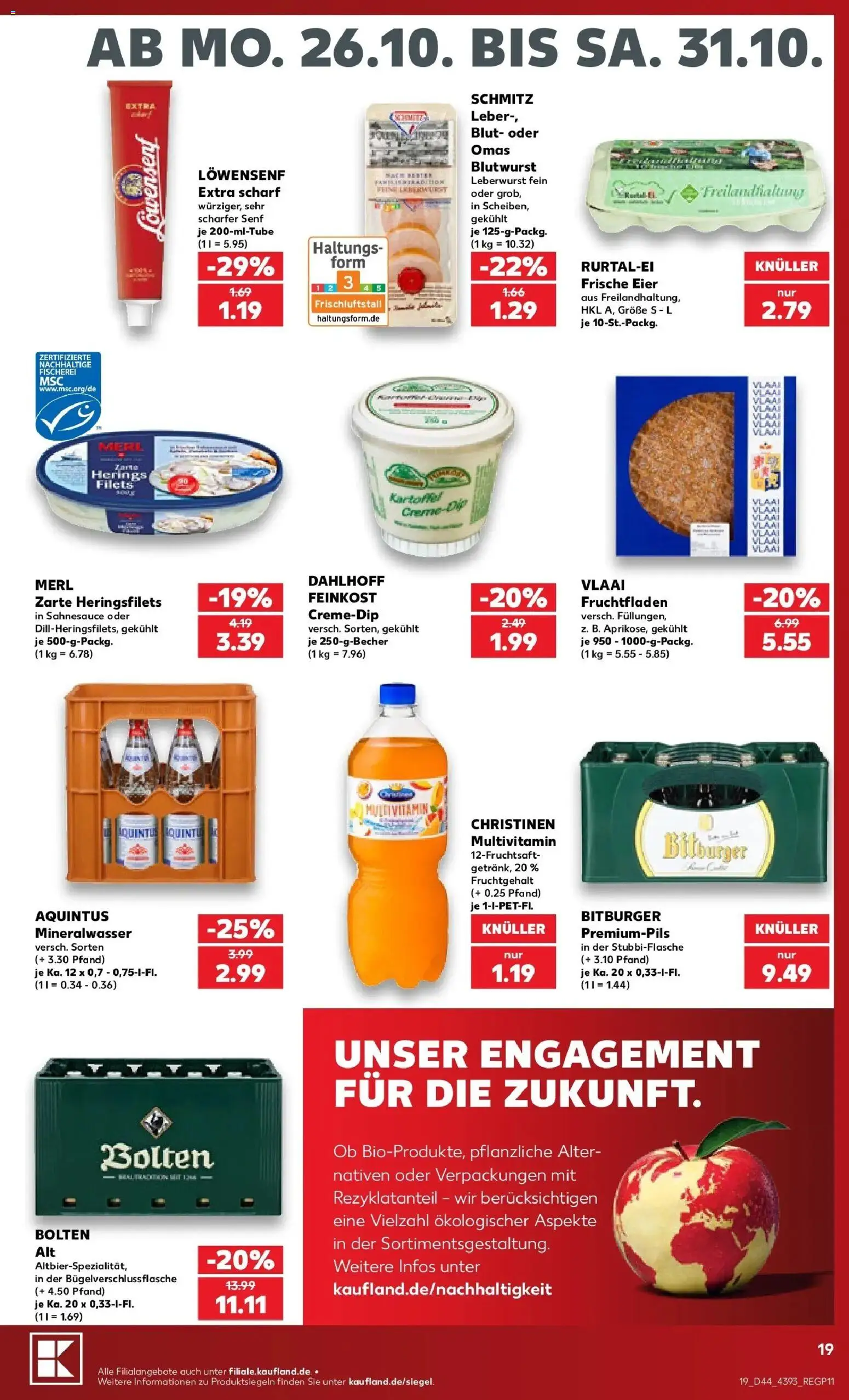 Prospekt Kaufland ab 26.10.2026 » Angebote Online zum Blättern | Seite: 23 | Produkte: Bitburger, Eier, Mineralwasser