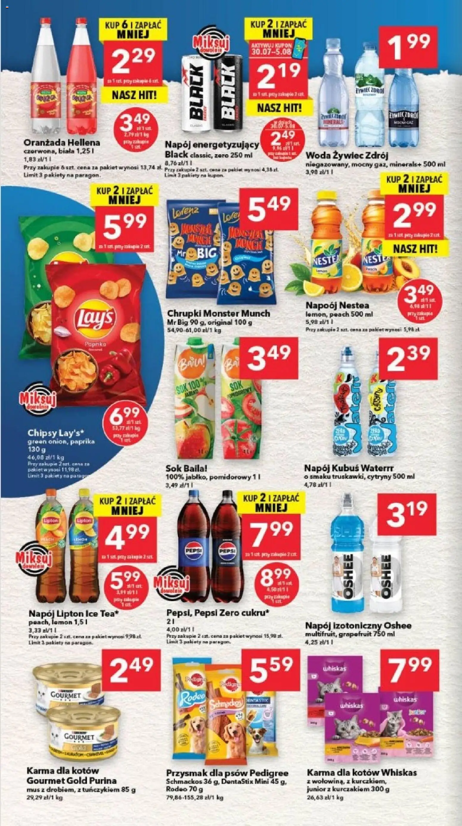 Lewiatan gazetka - Szczecin od 30.07.2026 | Strona: 6 | Produkty: Chipsy, Pepsi, Karma dla kotów, Sok