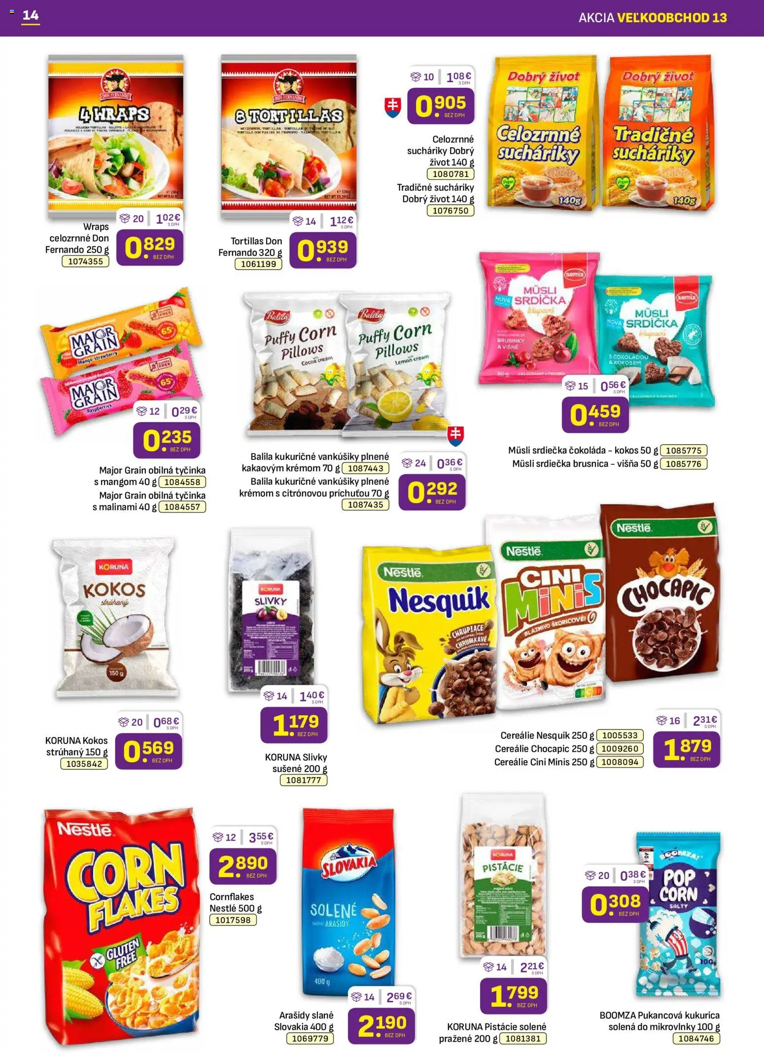 Nové Libex akcie – leták je platný od 29.06.2026 | Strana: 14 | Produkty: Mikrovlnky, Cereálie, Arašidy, Nesquik