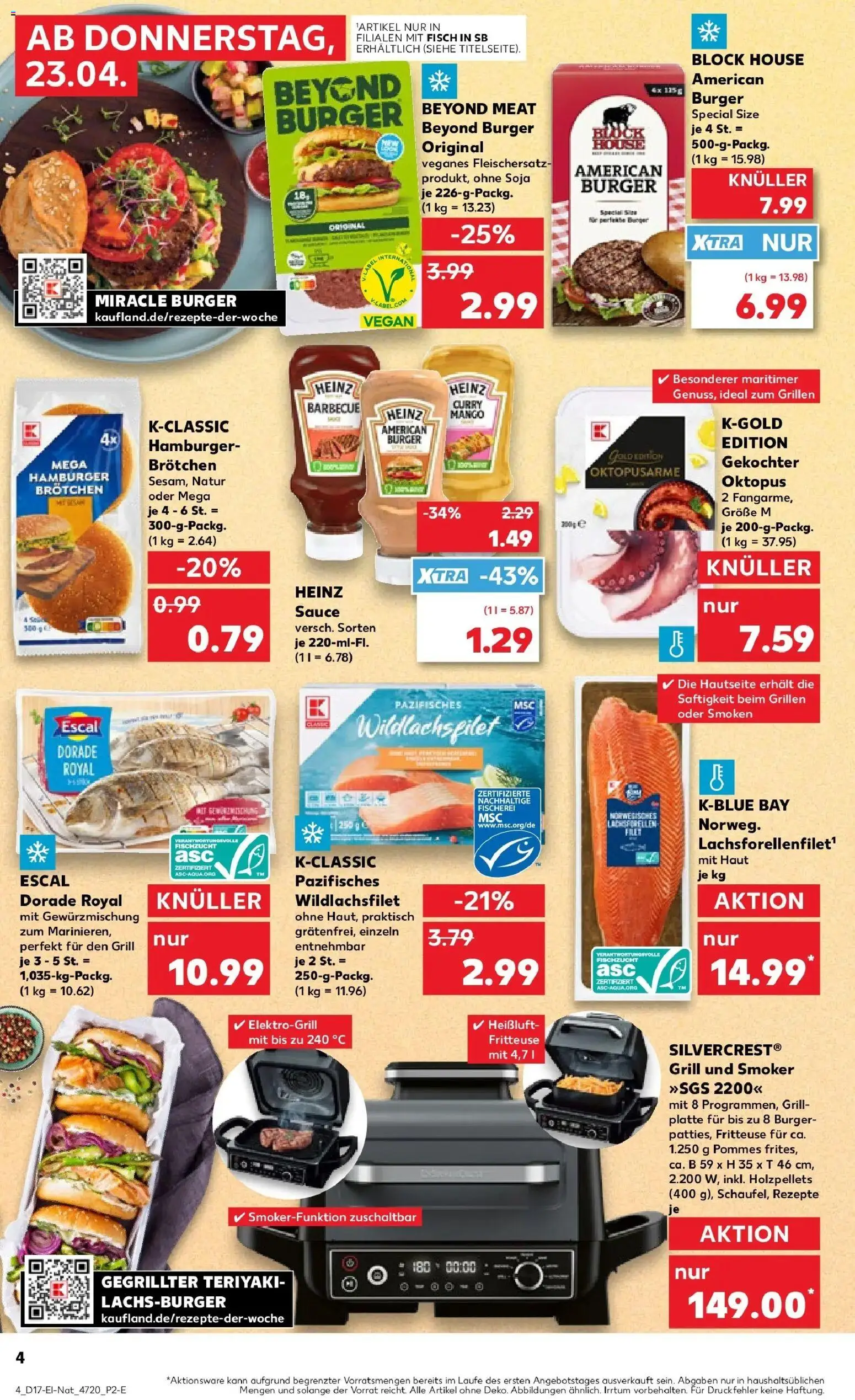 Kaufland Prospekt Limburg An Der Lahn	 – gültig ab 23.04.2026 | Seite: 4 | Produkte: Dorade, Grill, Fisch, Fritteuse