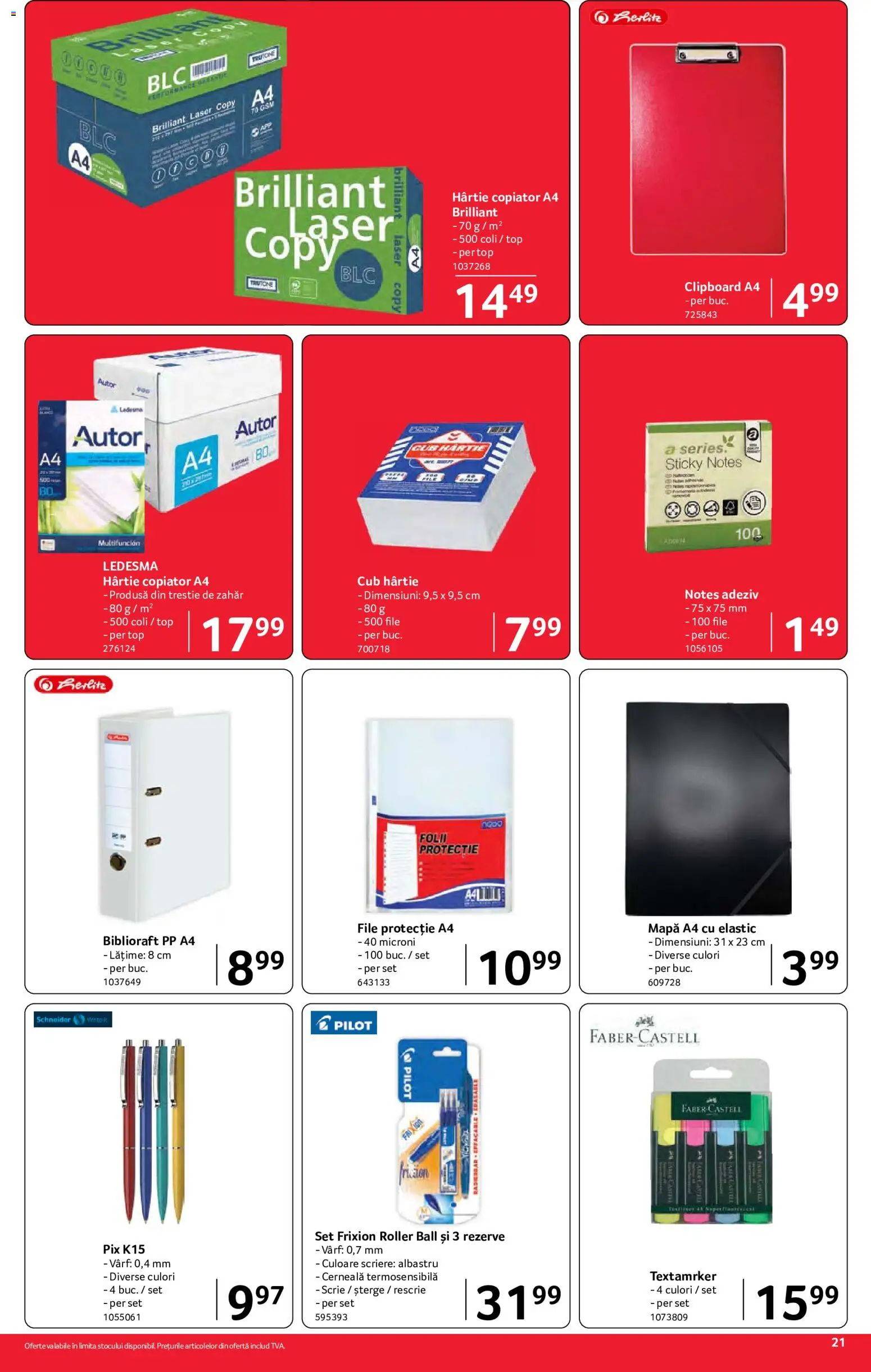 Noul catalog Selgros – valabil de la 02.10.2026 | Pagină: 21 | Produse: Clipboard, Top, Adeziv, Zahăr