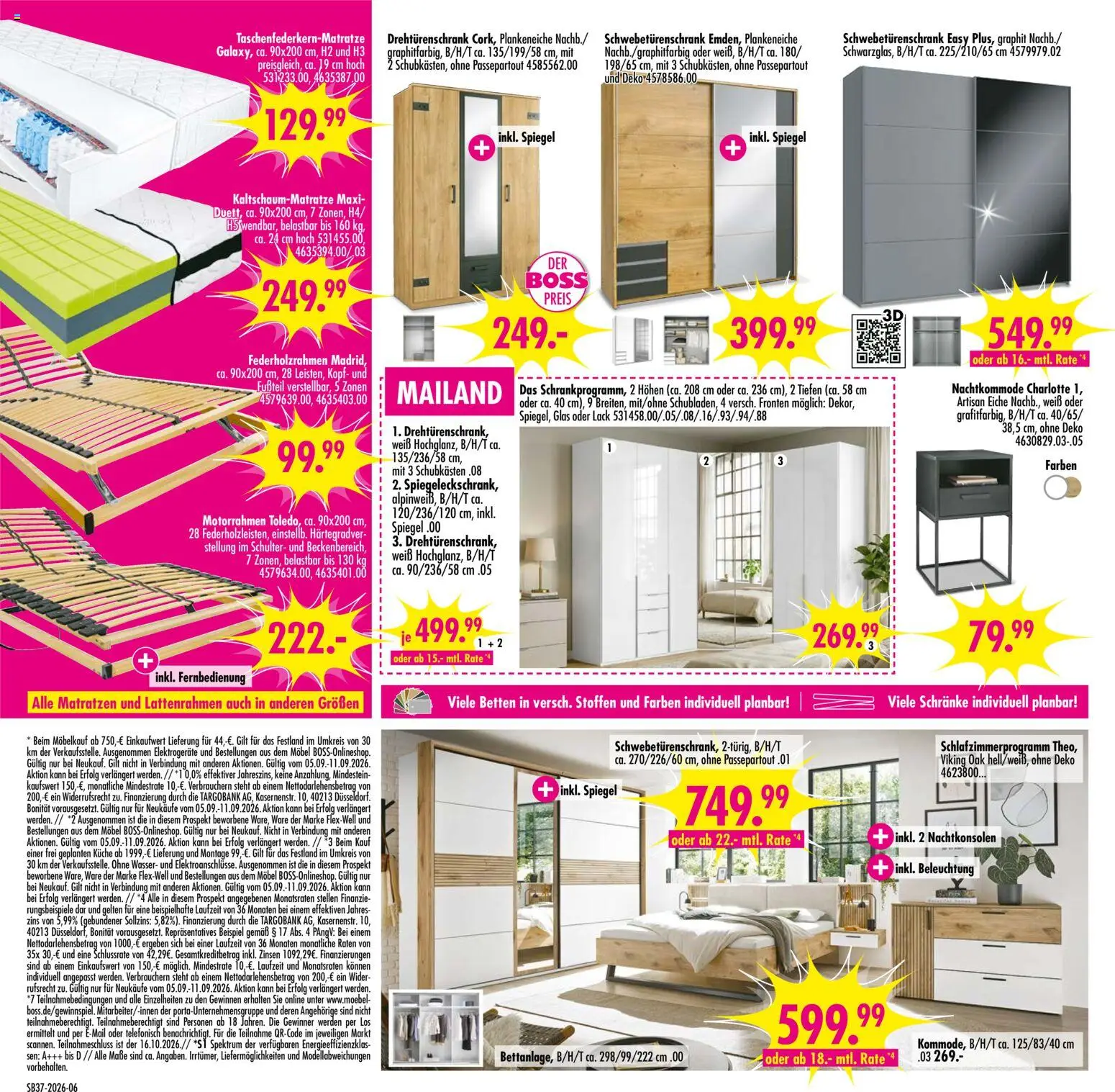 SB Möbel Boss Prospekt – gültig ab 05.09.2026 | Seite: 6 | Produkte: Schwebetürenschrank, Drehtürenschrank, Spiegel, Wasser