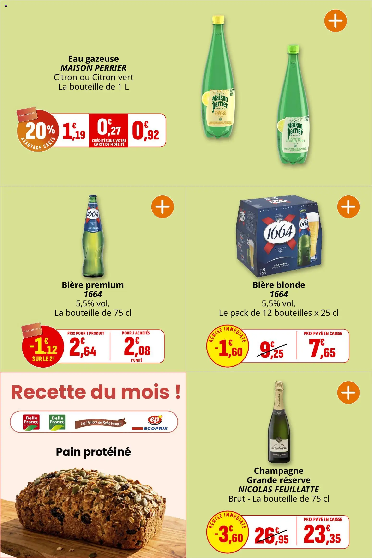 {H1} | Page: 9 | Produits: Biere blonde 1664, Champagne, Eau gazeuse, Bière