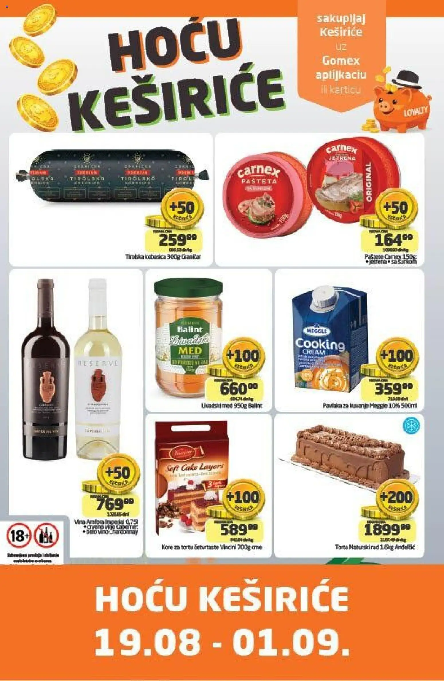 Gomex katalog - važi od 19.08.2026 | Strana: 1 | Proizvode: Kore za tortu, Belo vino, Vino, Pavlaka