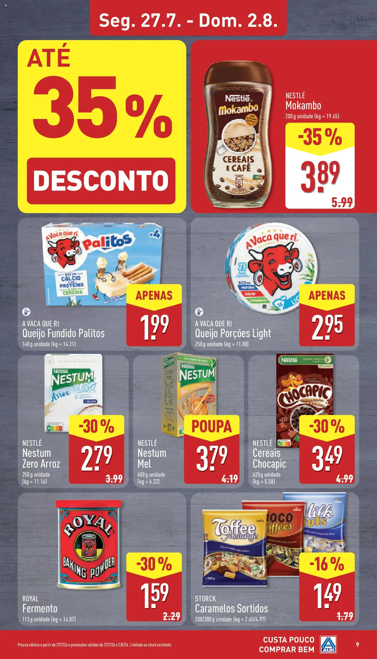 Aldi folheto │ válido de 27/07/2026 | Página: 9 | Produtos: Cálcio, Queijo, Arroz, Mel