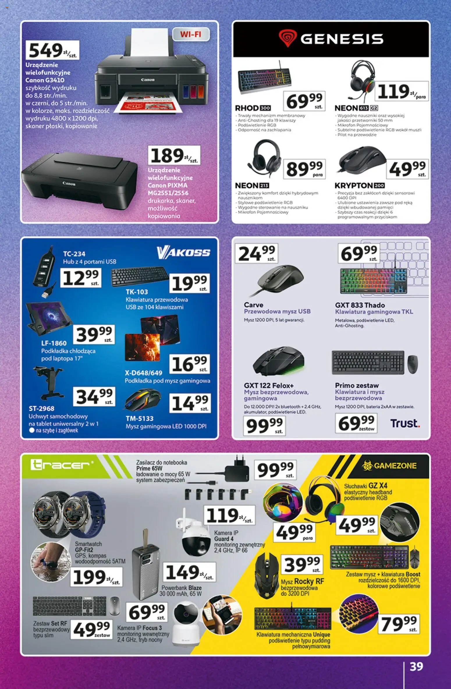 Auchan gazetka - Znane marki od 15.10.2026 | Strona: 39 | Produkty: Mysz, Klawiatura, Smartwatch, Podkładka pod mysz