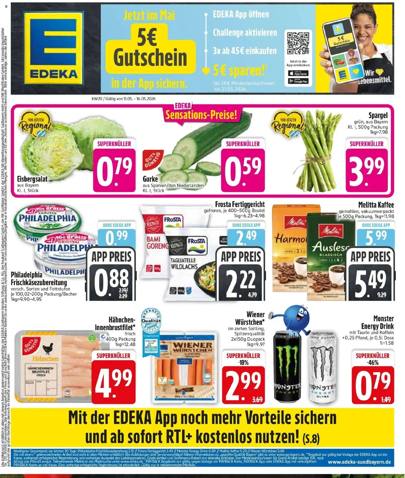 Edeka prospekt Sankt Wolfgang	 – gültig ab 10.05.2026 | Seite: 3 | Produkte: Hahnchen, Wiener wurstchen, Kaffee, Monster