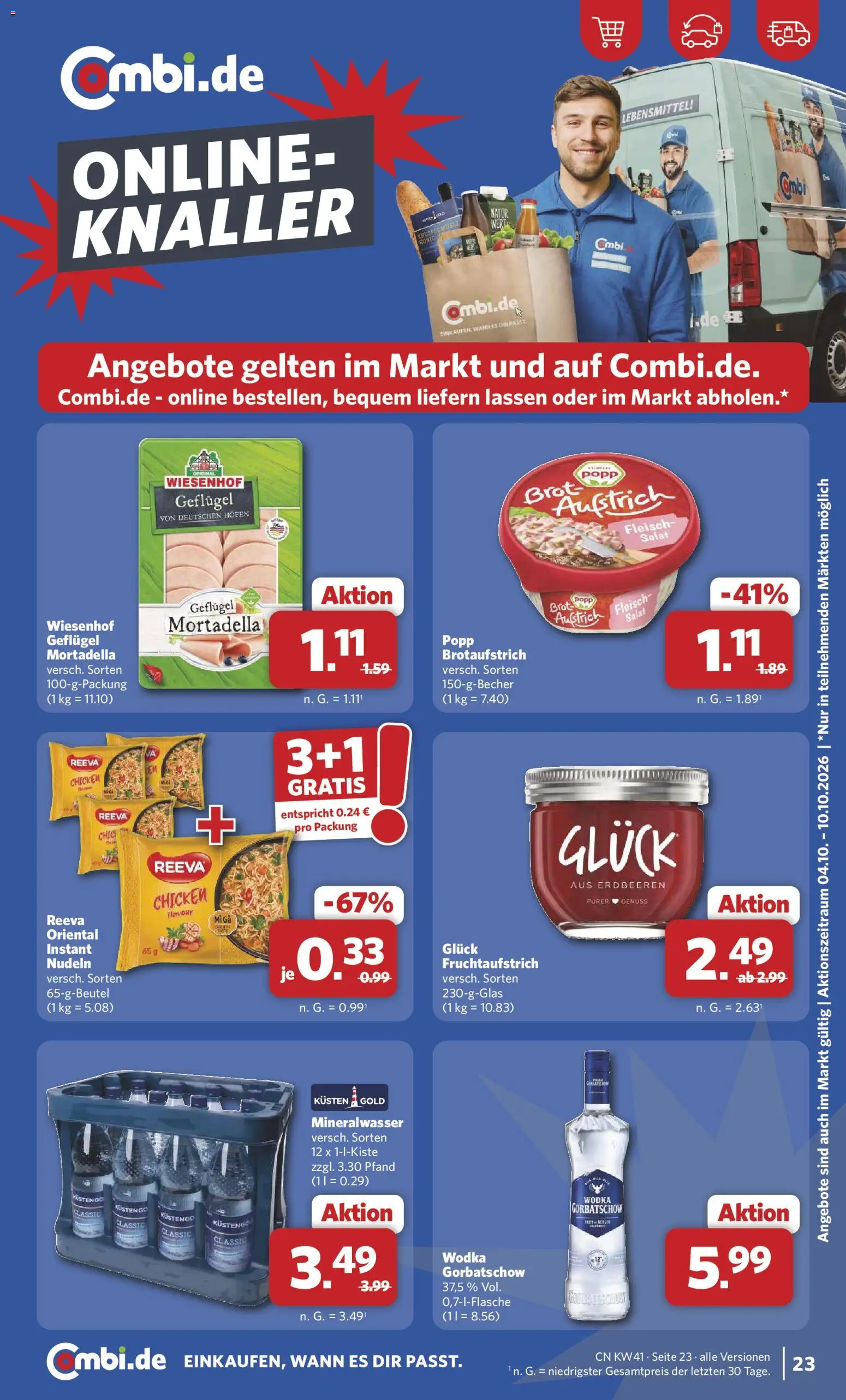 Combi Prospekt – gültig ab 05.10.2026 | Seite: 25 | Produkte: Mineralwasser, Nudeln, Wodka, Salat