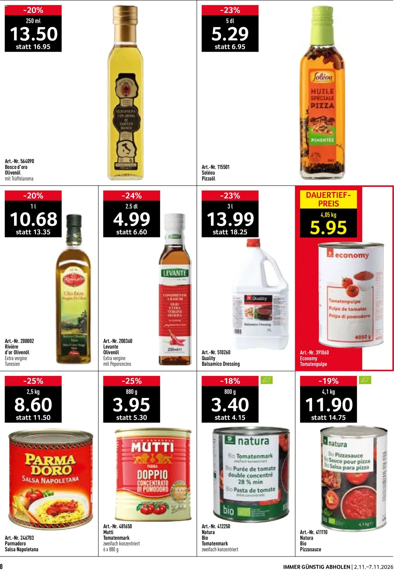 Prodega aktionen Pizzeria – gültig ab 02.11.2026 | Seite: 8 | Produkte: Balsamico, Dressing, Pizza