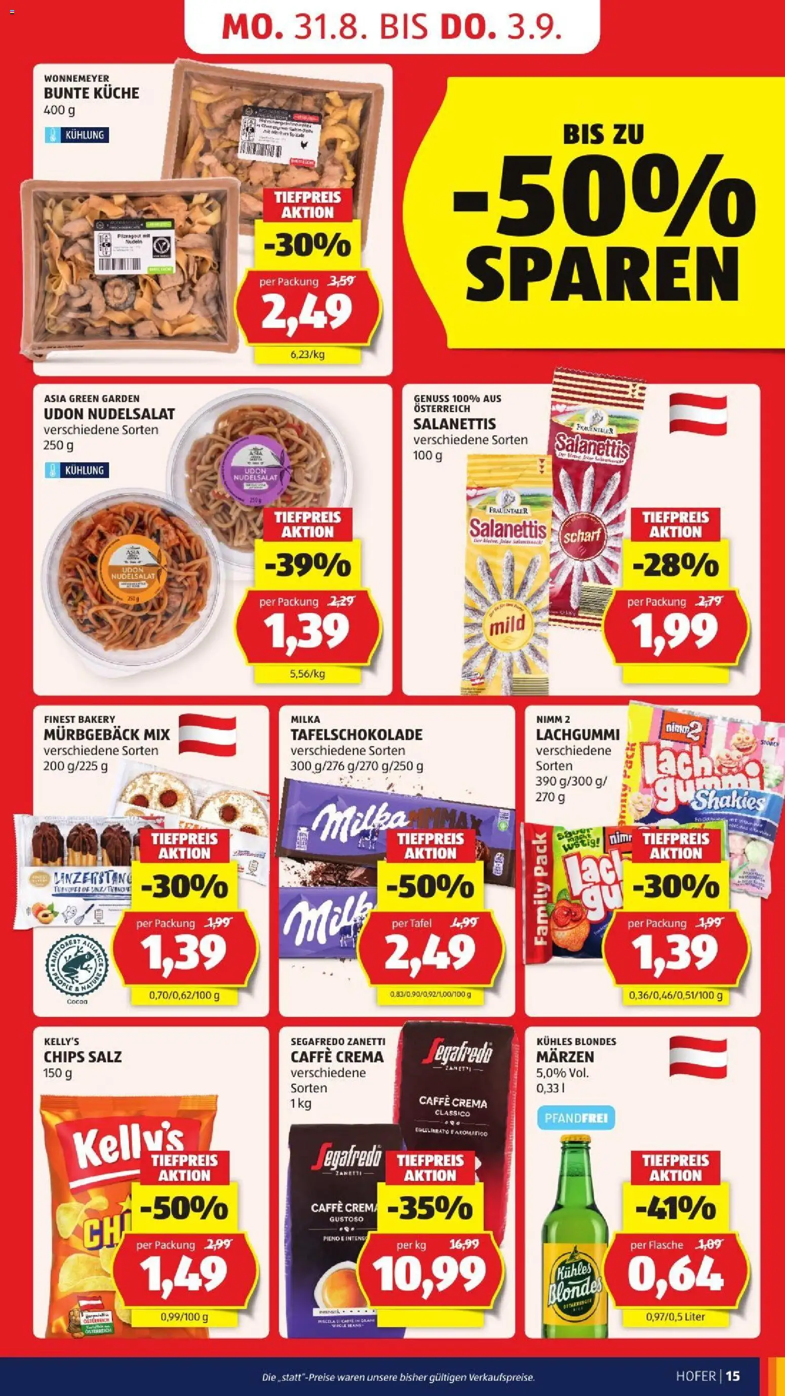 Hofer Flugblatt gültig ab 28.08.2026 | Seite: 25 | Produkte: Chips, Salz, Nudeln